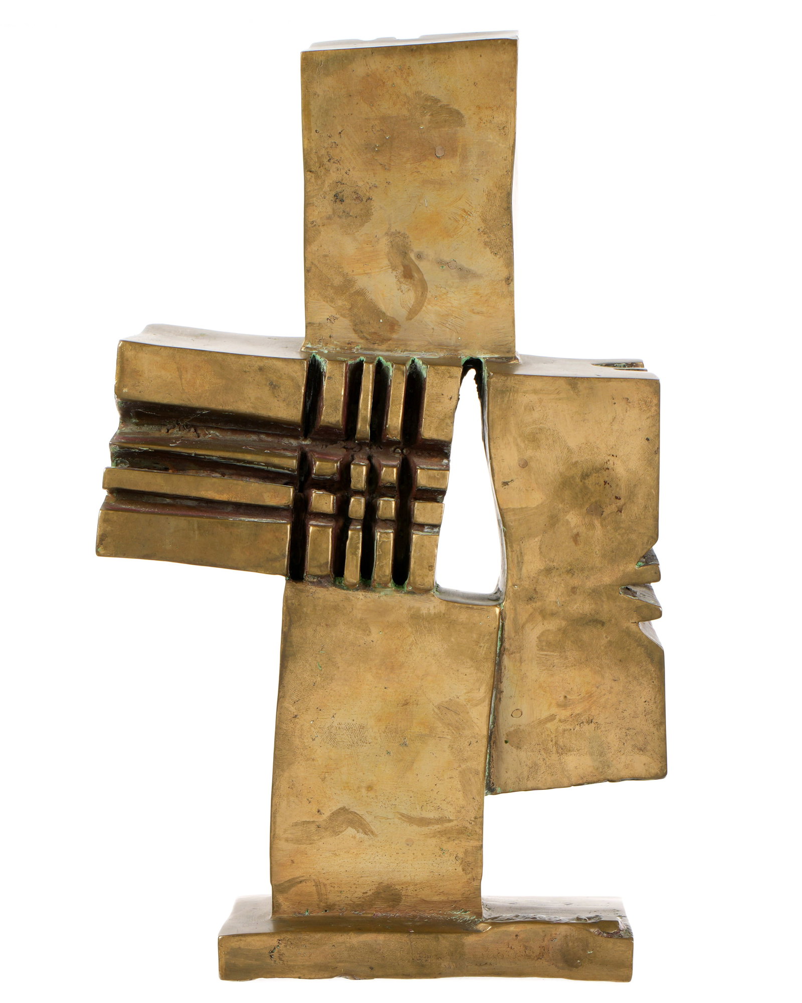 Peter Calaboyias Cronos Brutalist Bronze Sculpture: CALABOYIAS, Peter, (Greek / American, 1940-2022): "Cronos", brutalist abstract sculpture, signed, dated 1984, numbered 2 / 68. Overall 14" h. x 8" x 4". Shippers not: Approx. 22 lbs.