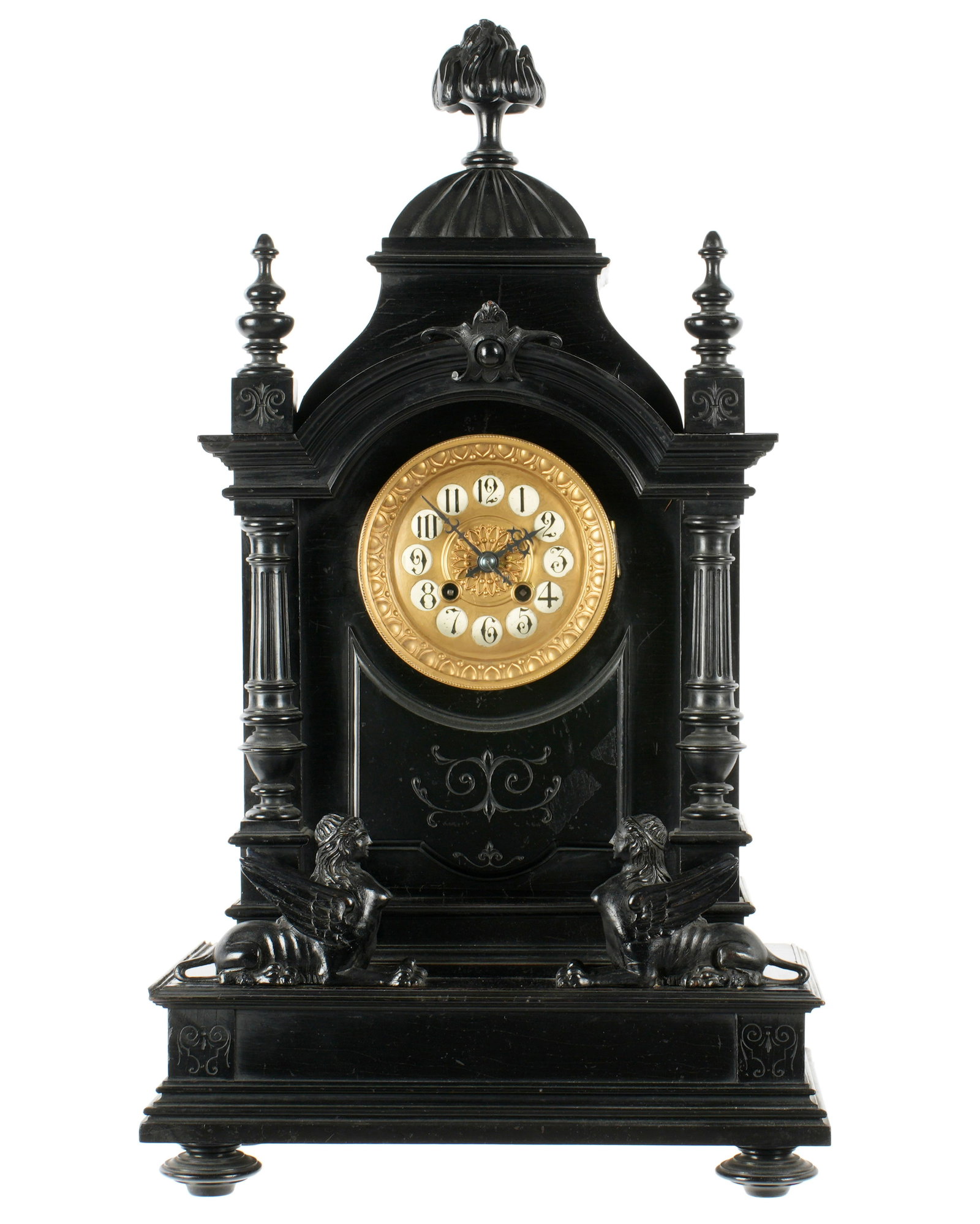 19th C. Ebonized Wood Neoclassical Mantle Clock (1 of 2)