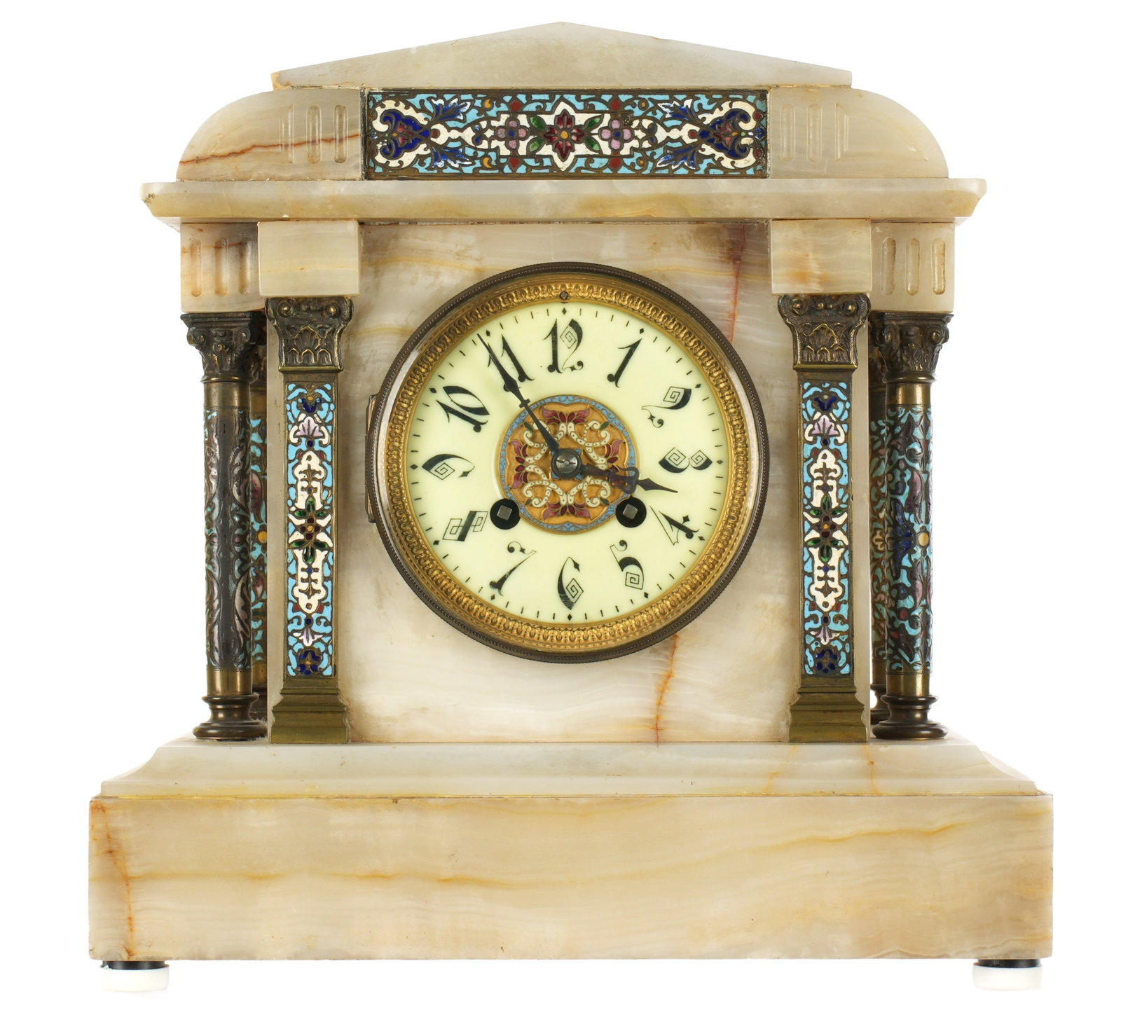 Onyx and Champleve French Shelf Clock (1 of 9)