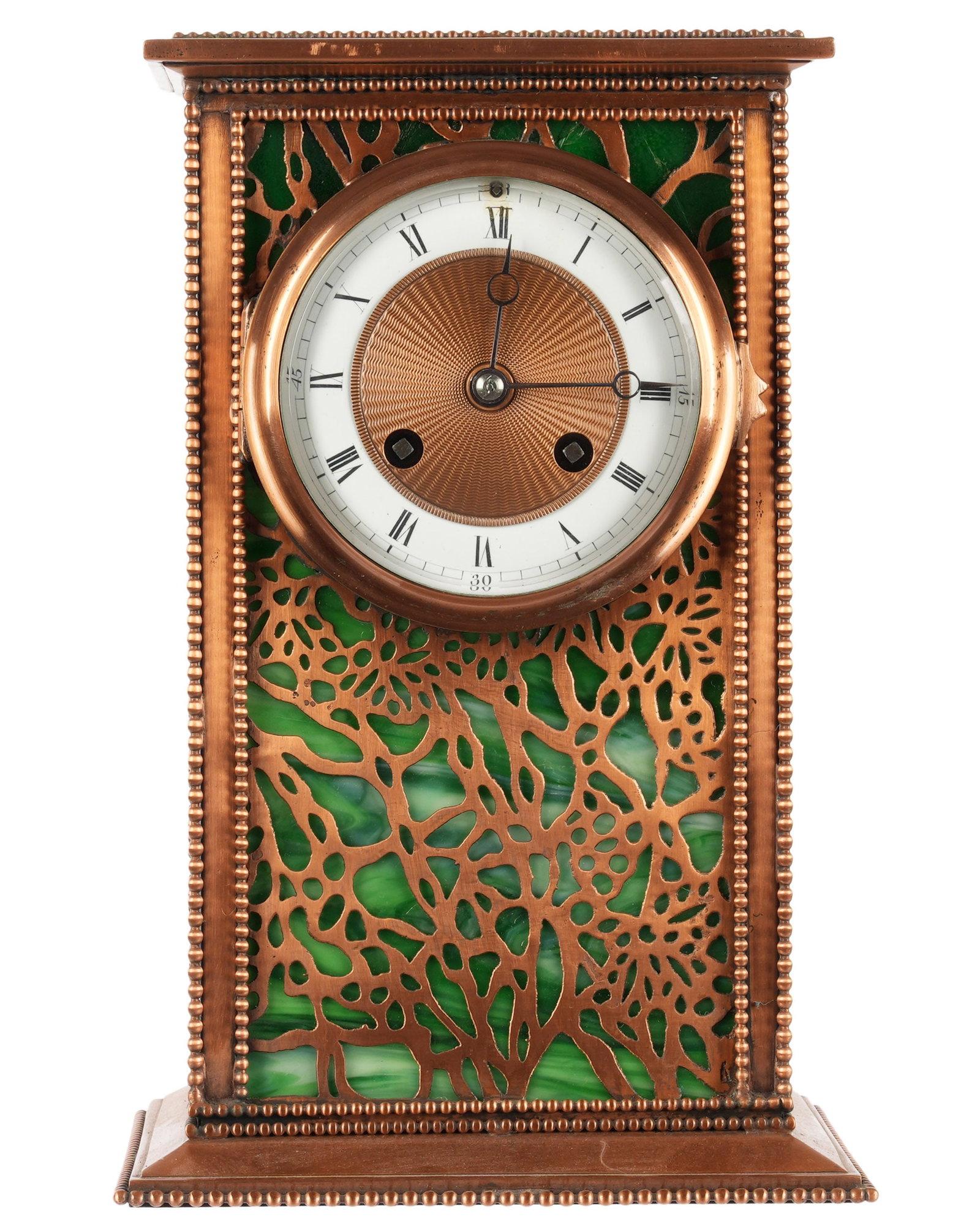 Tiffany Style Copper and Slag Glass Shelf Clock (1 of 2)