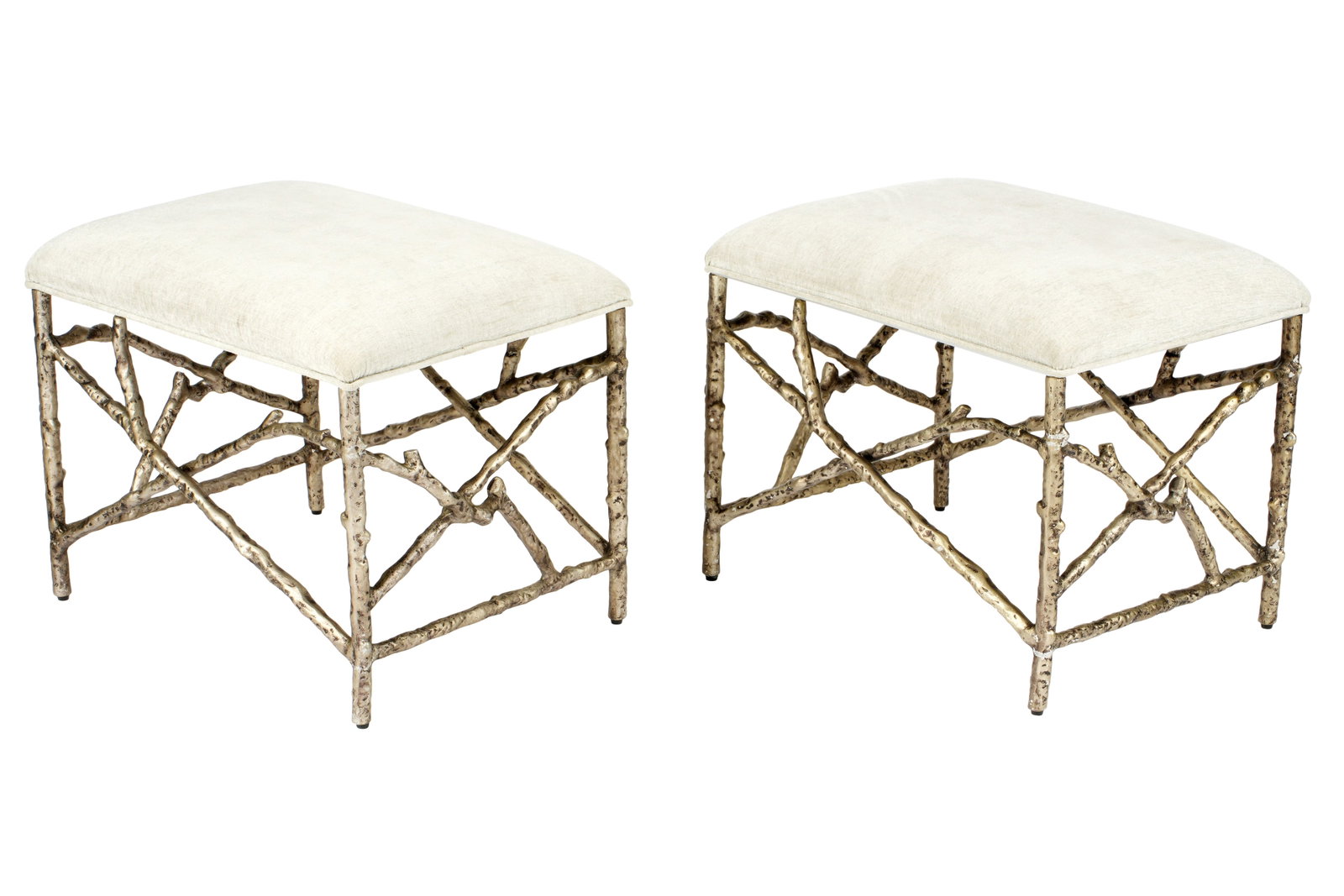 Pair Bernhardt Silvered Metal Branch Benches (1 of 6)