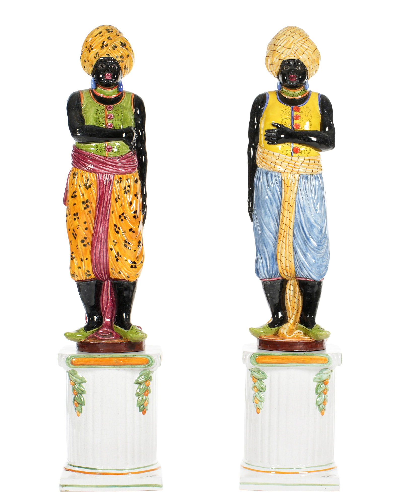 Pair Ceccarelli Italian Faience Blackamoor Figures (1 of 2)