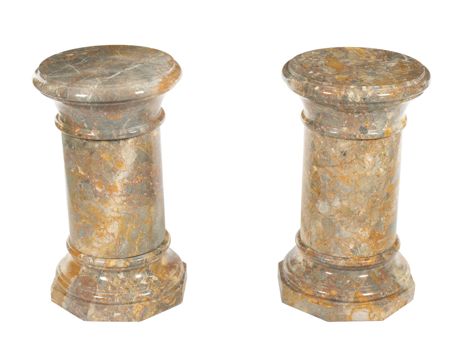 Pair Three Section Squat Marble Pedestals (1 of 6)