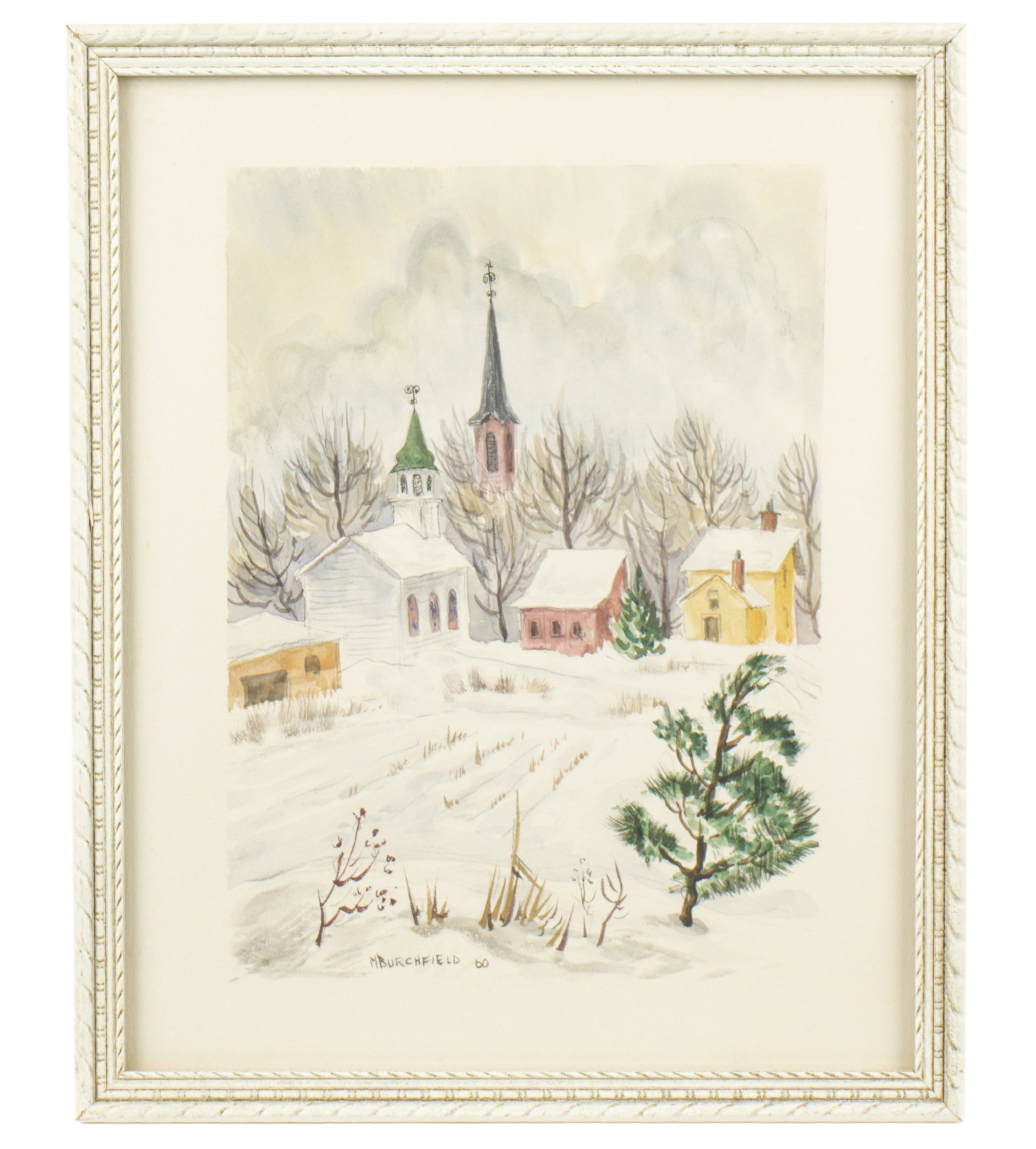 Martha Burchfield Richter Two Churches Watercolor (1 of 1)