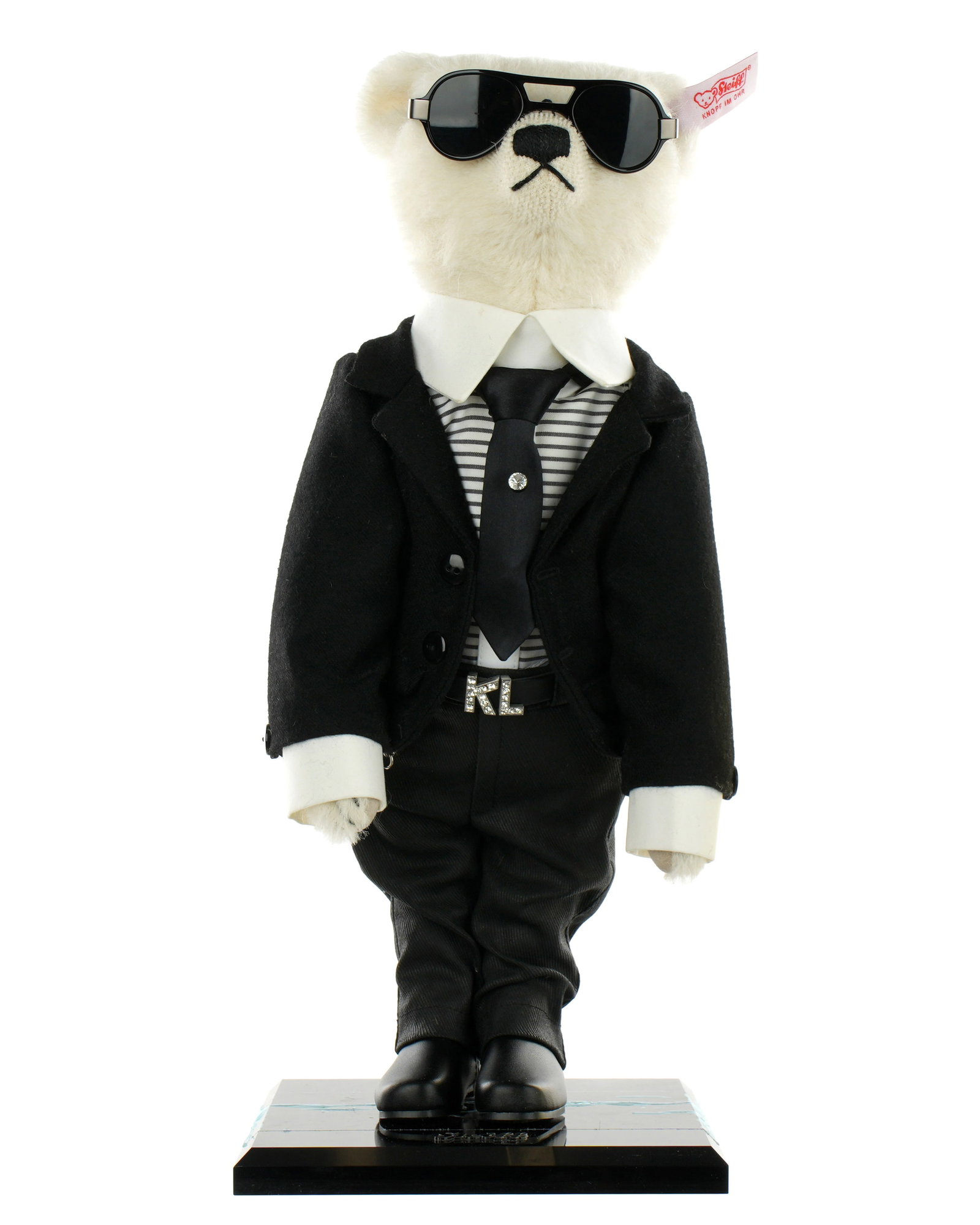 Steiff Karl Lagerfeld Limited Edition Teddy Bear: 2009, Made by Steiff, Germany, limited edition number 69 from the edition of 2500, dressed in Karl Lagerfeld attire. Sold with original box and certificate. Bear 15" h., box 17.75" h. x 7.25" x 7.25".