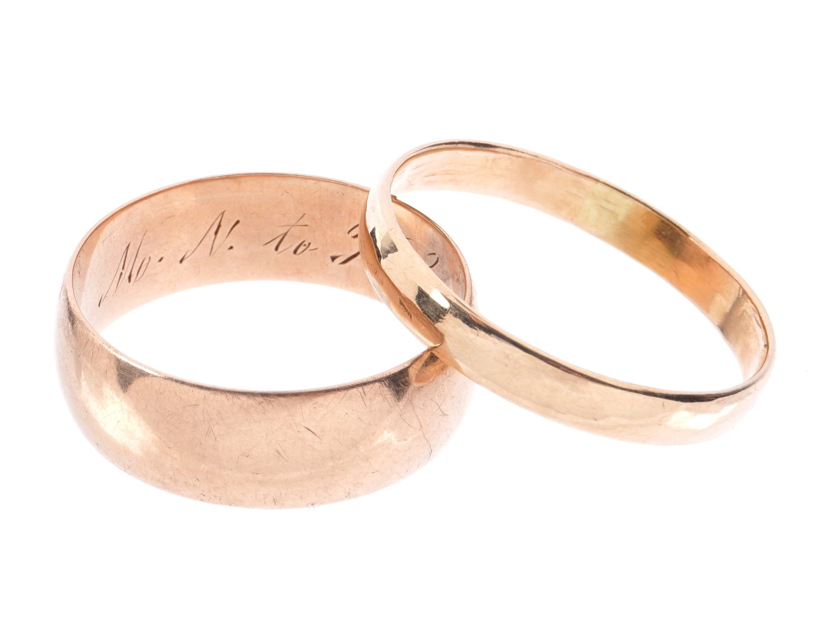 Two Mens Gold Wedding Bands 14k and 18k (1 of 6)