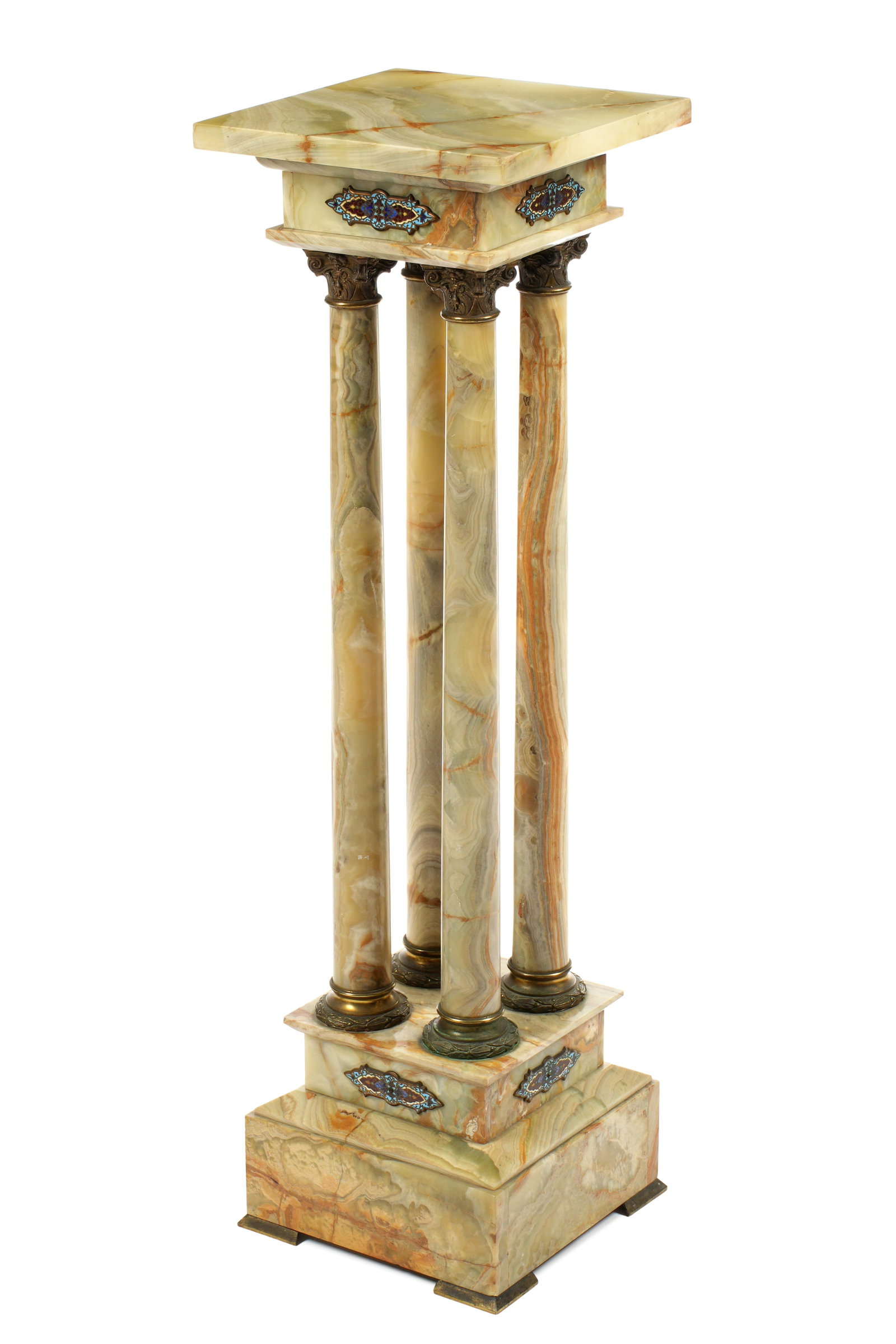 French Champleve and Onyx Four Column Pedestal (1 of 9)