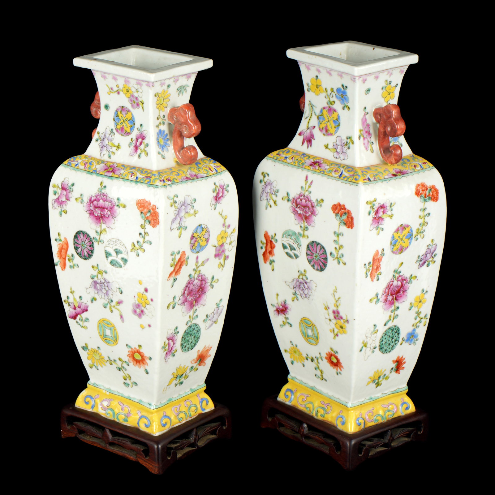 Pair Chinese Famille Rose Porcelain Vases (1 of 9)