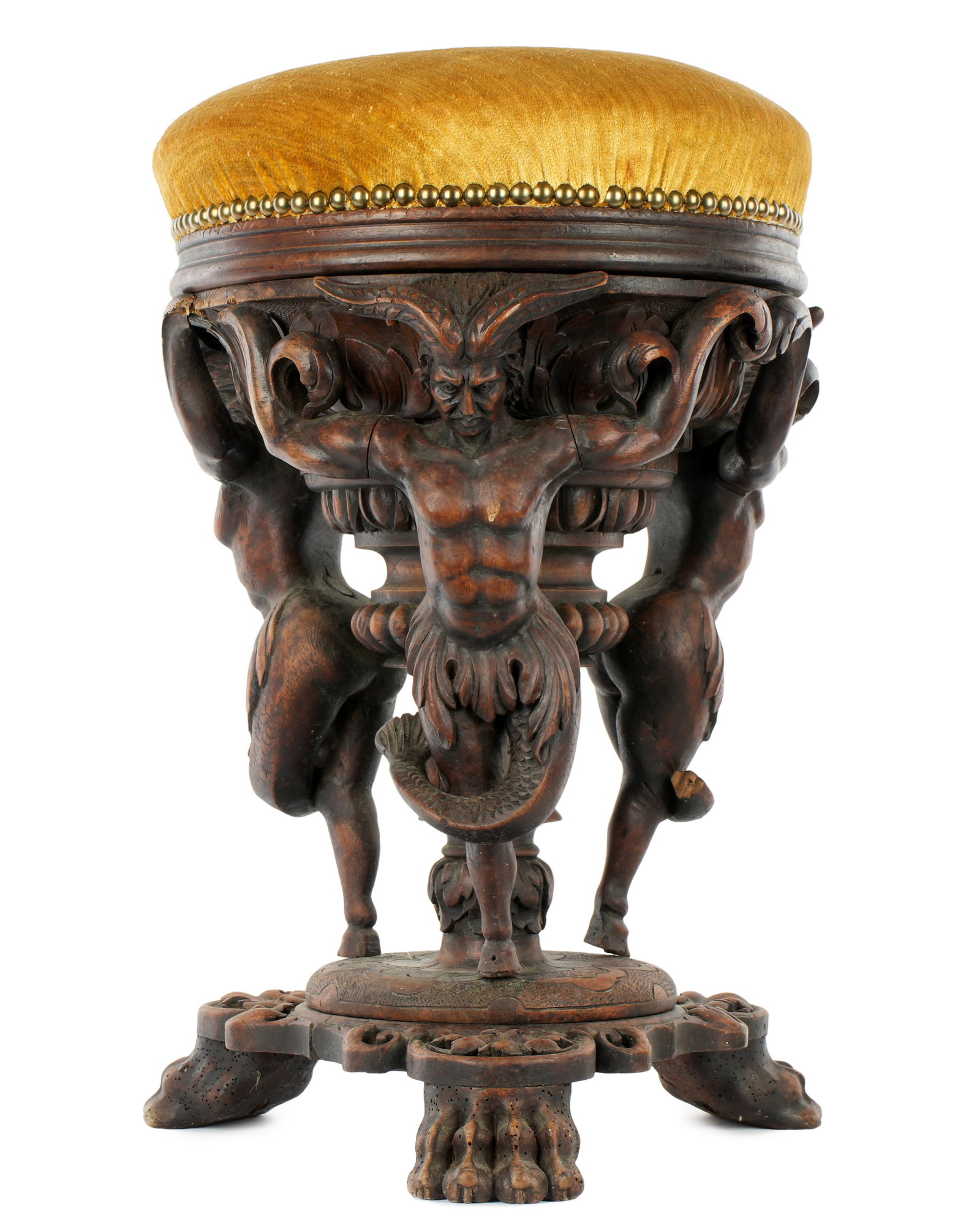 Italian Carved Figural Satyr Piano Stool (1 of 2)