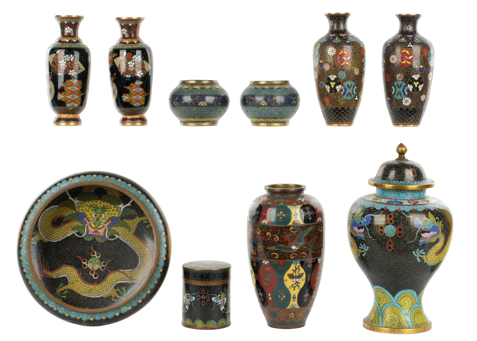 10 Piece Japanese and Chinese Cloisonne Items (1 of 10)