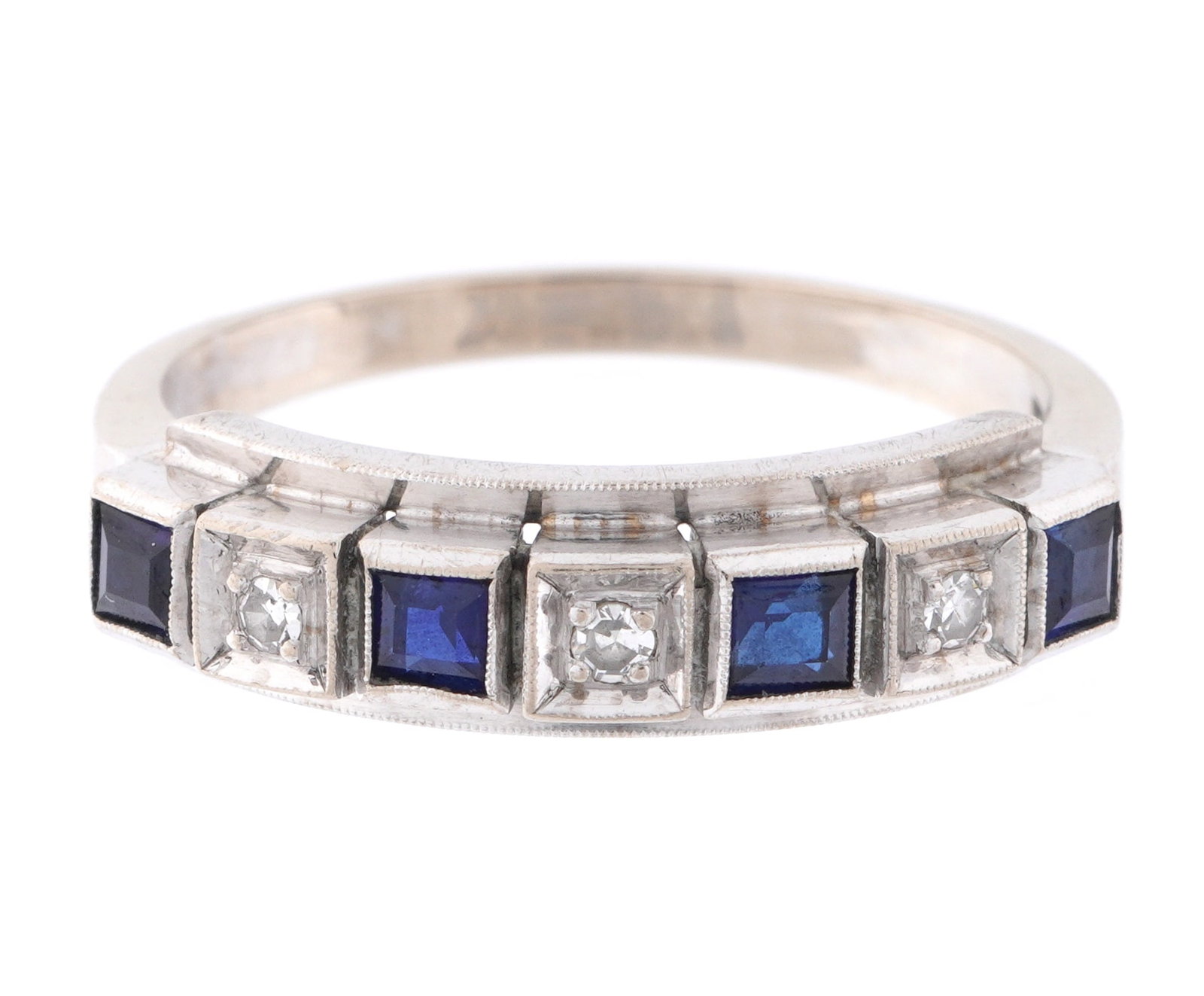 18k White Gold Sapphire and Diamond Art Deco Ring (1 of 1)
