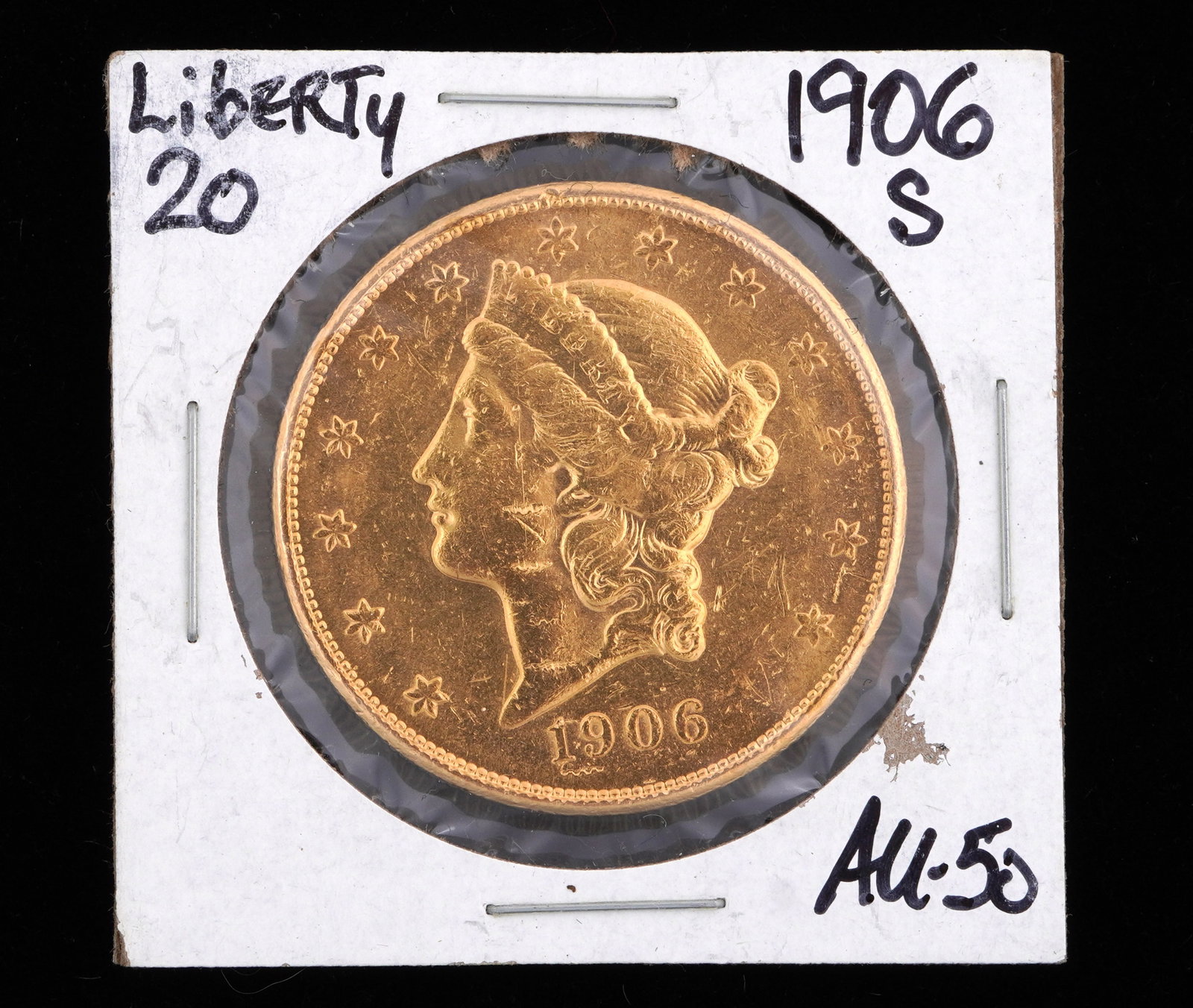 1906-S Liberty $20 Gold US Coin AU-50 (1 of 2)