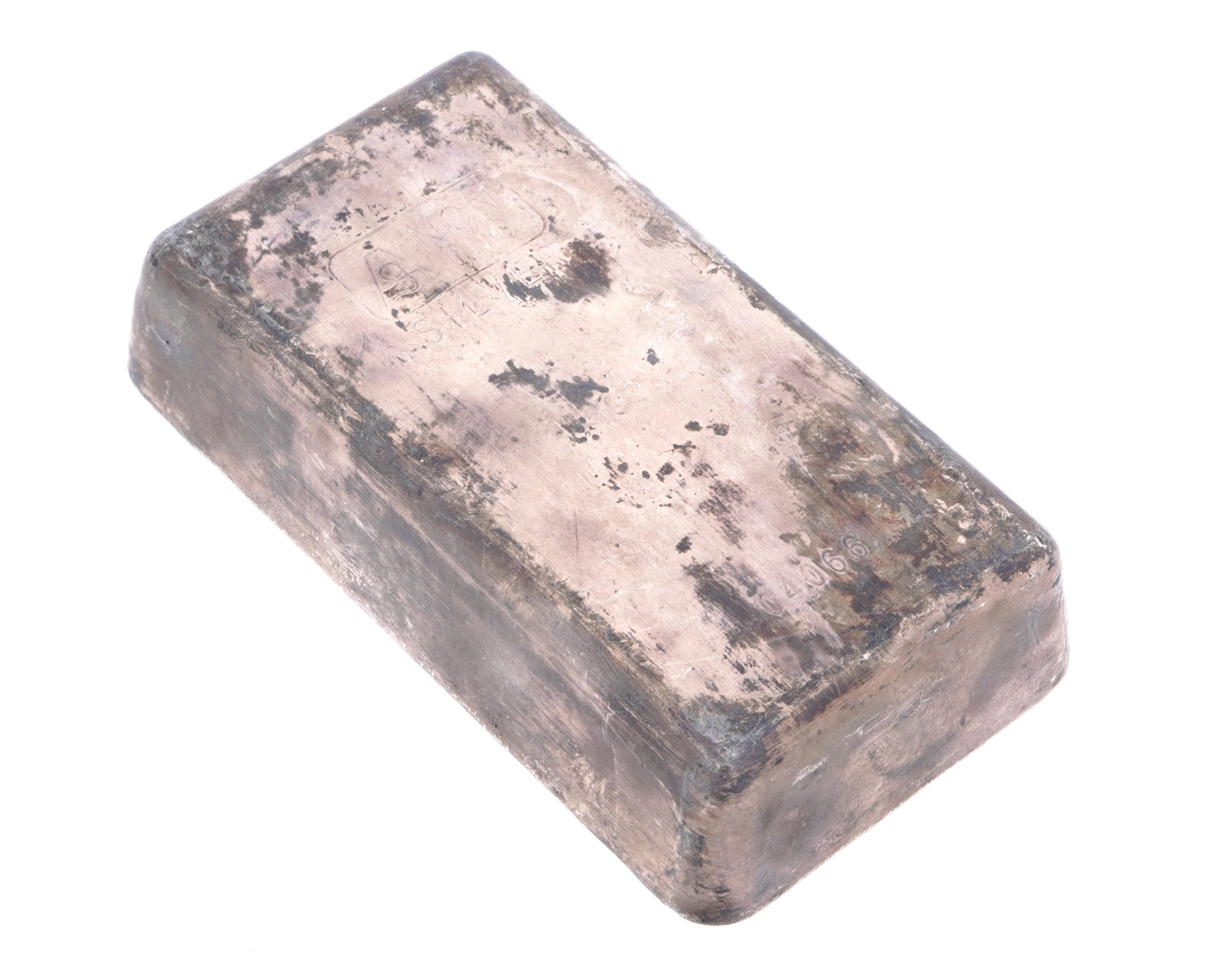 Agnon 51.80 Troy Oz .999 Poured Silver Bar.: Well marked, .999 silver bullion ingot, 4.25" x 2.25" x 1".