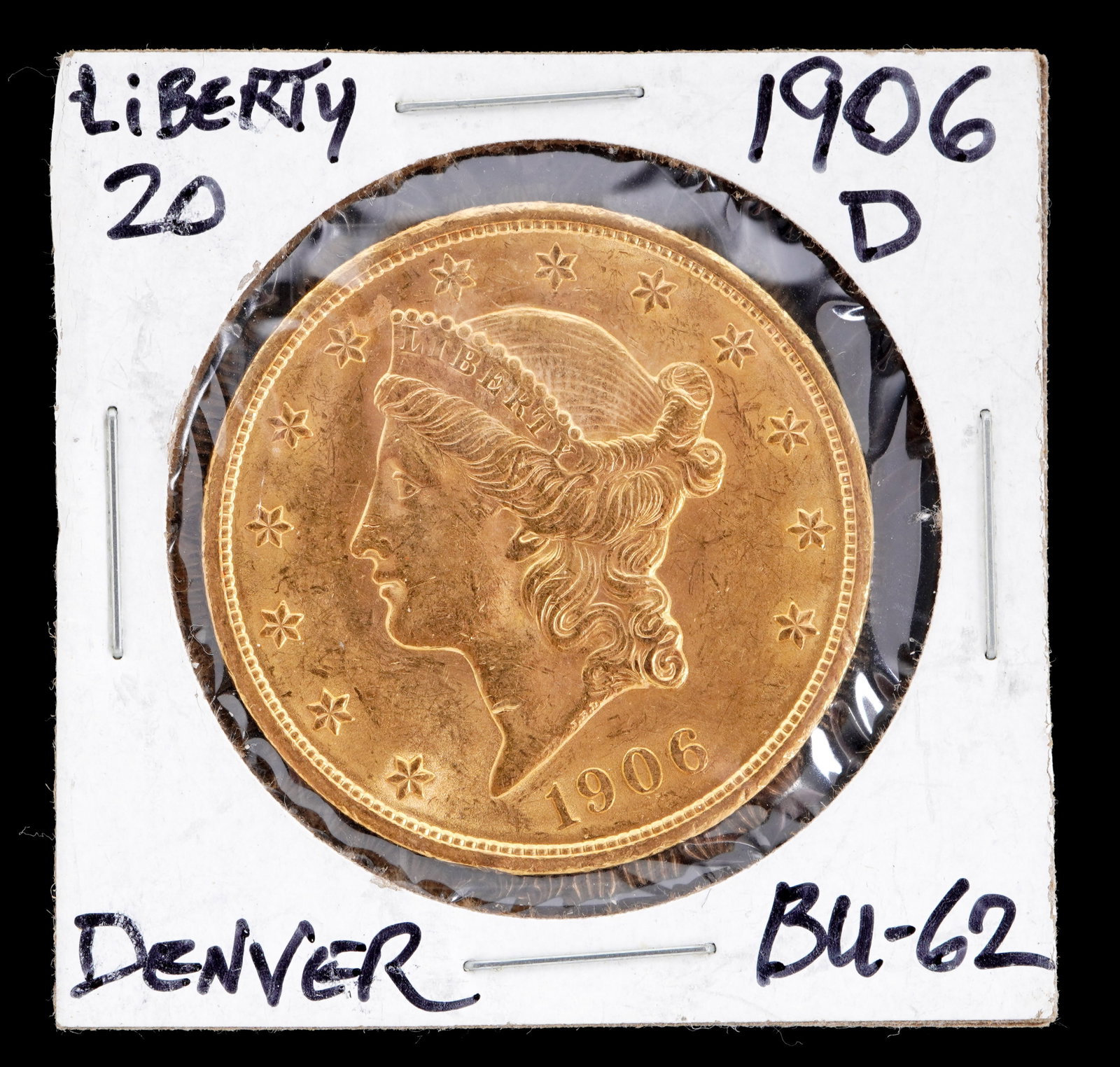 1906-D Liberty $20 Gold US Coin BU-62 (1 of 2)