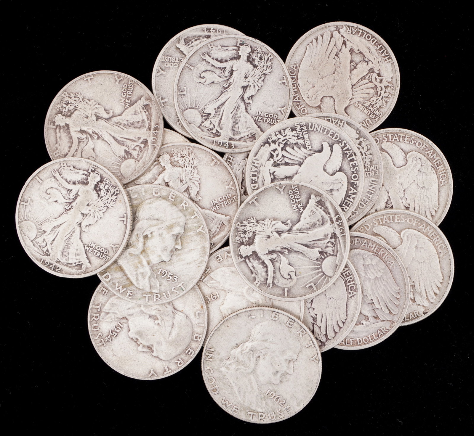 19 US Silver $.50 Cent Half Dollars (1 of 5)