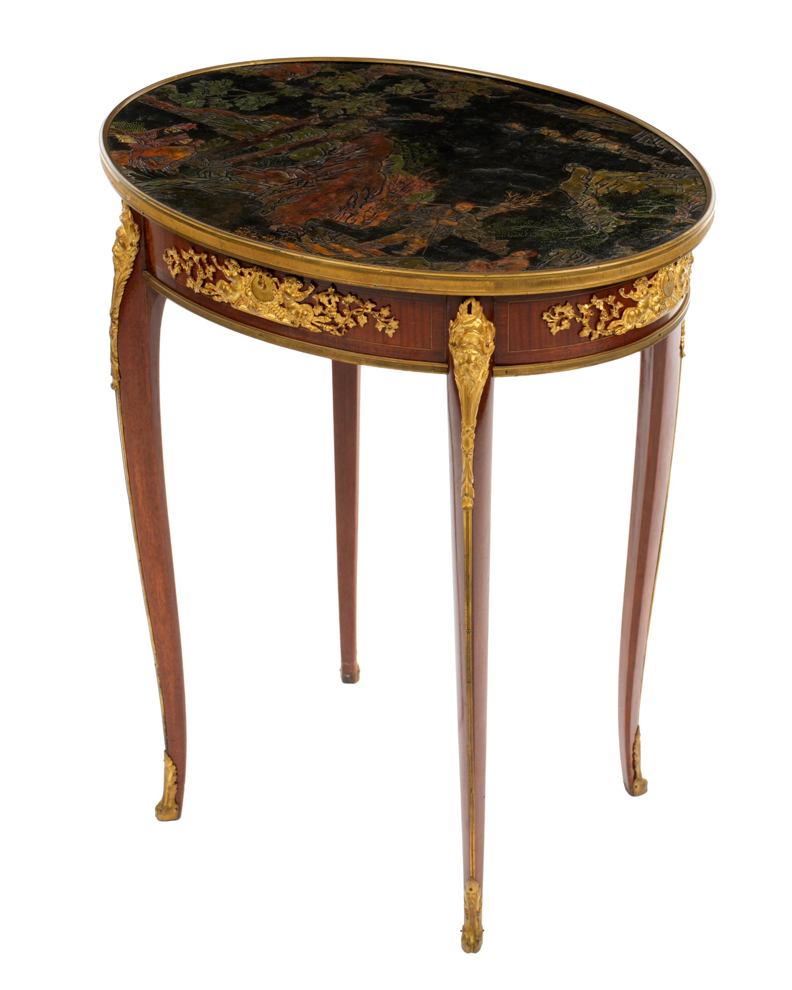 French Ormolu Mounted Coromandel Oval Side Table (1 of 3)