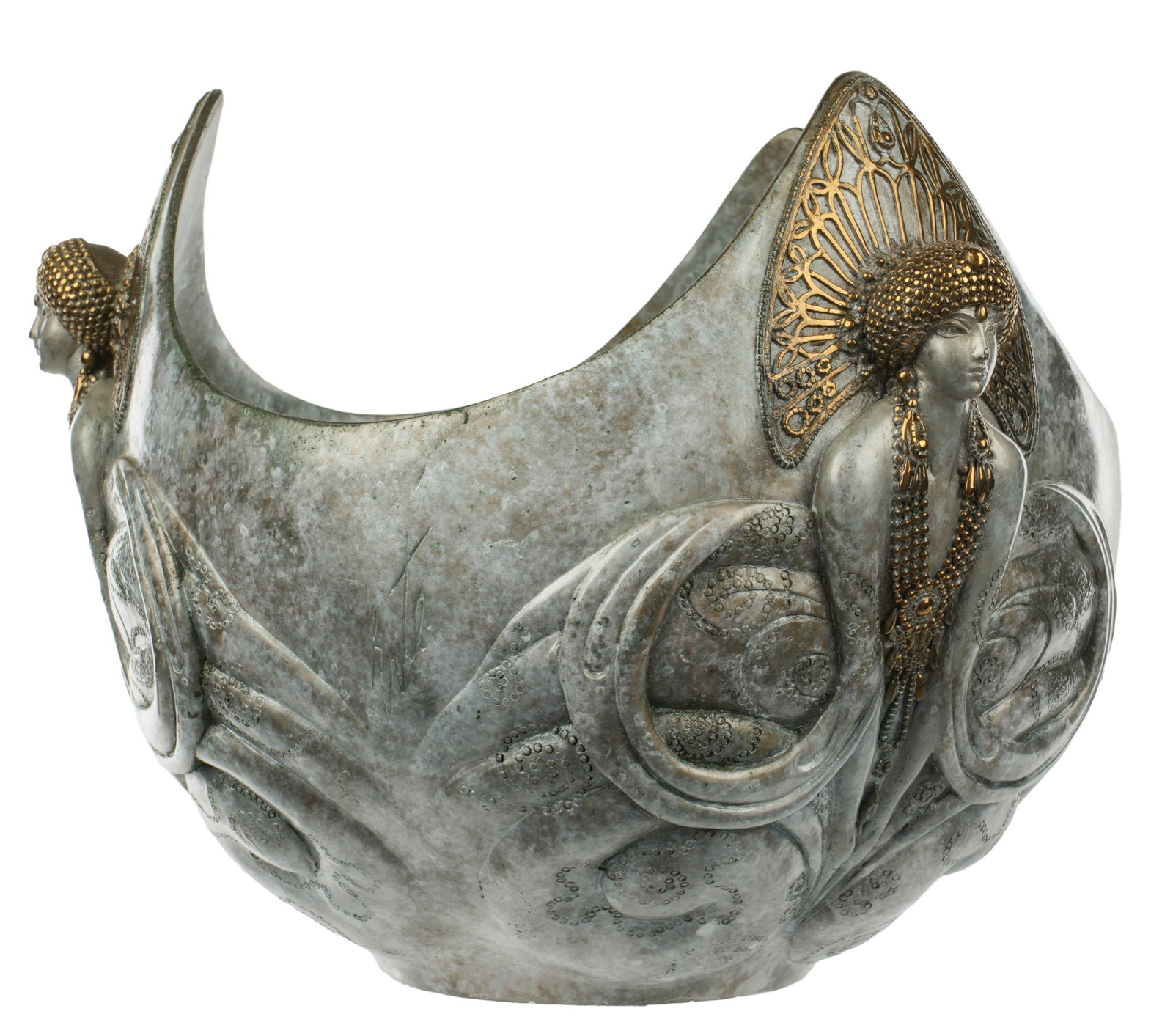 1990 Erte Trois Femme Bronze Bowl (1 of 9)