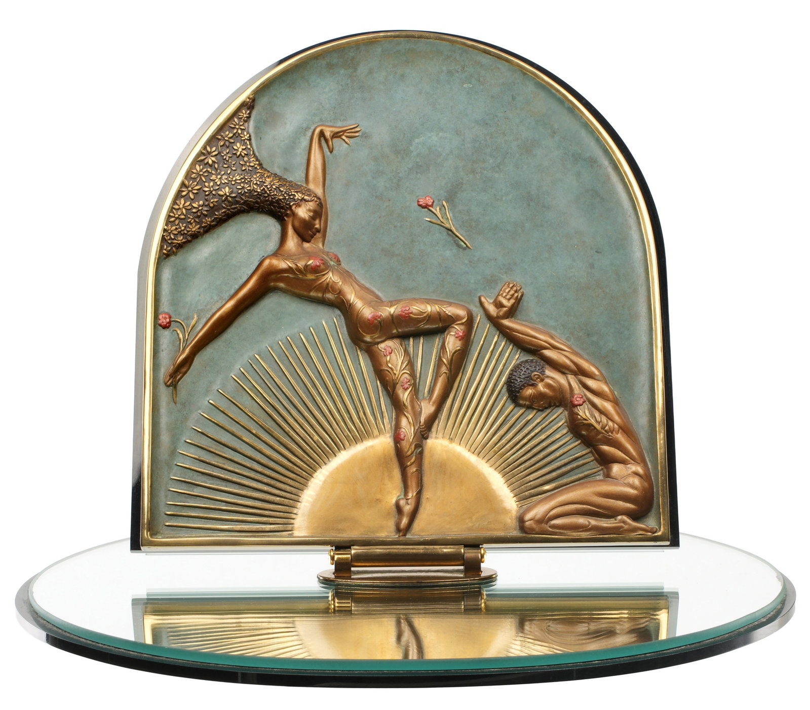 1985 Erte Femme Fatale Figural Bronze Table Mirror (1 of 8)