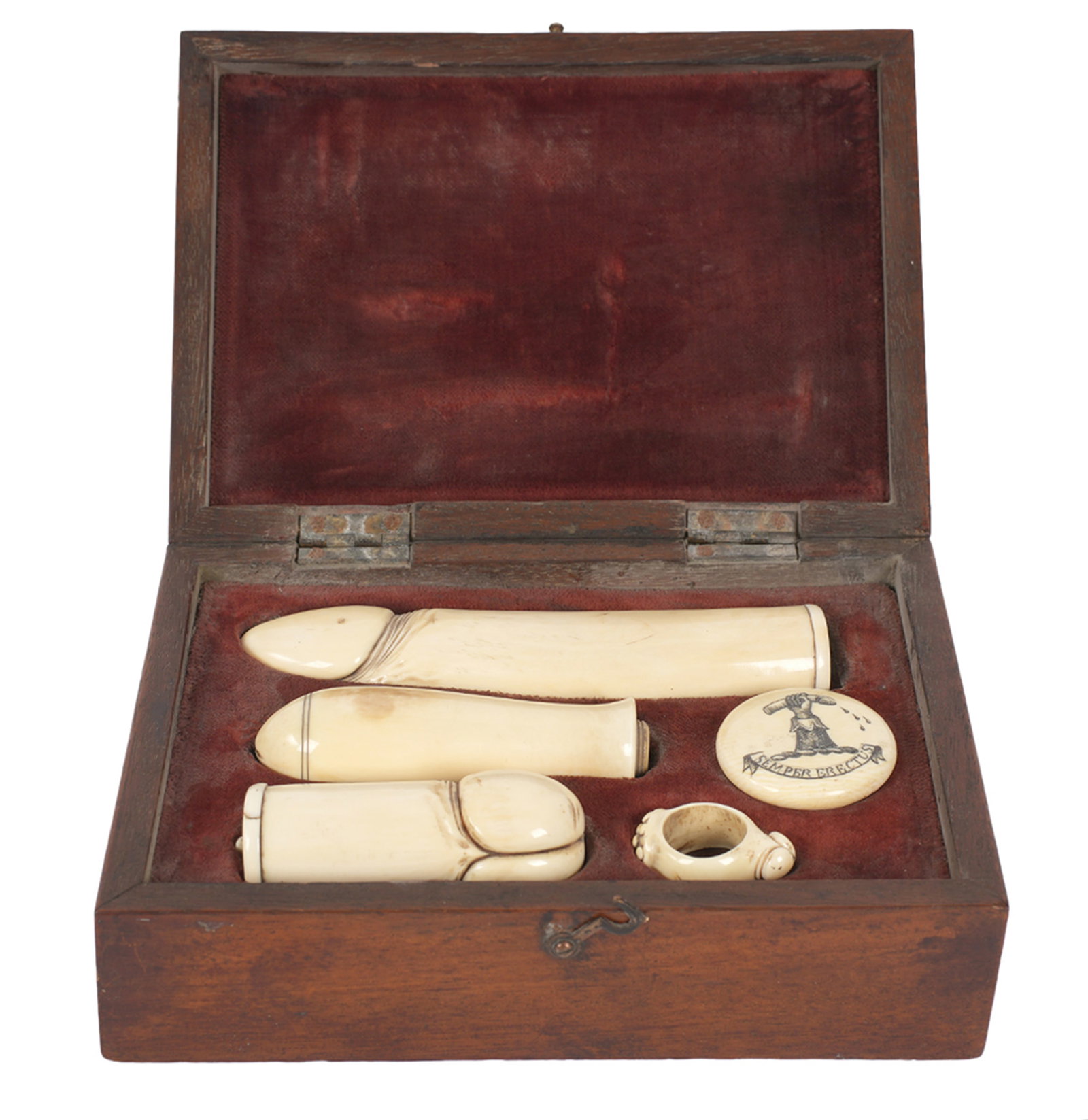 19th C. Sailor Carved Bone Cased Erotic Item (1 of 12)