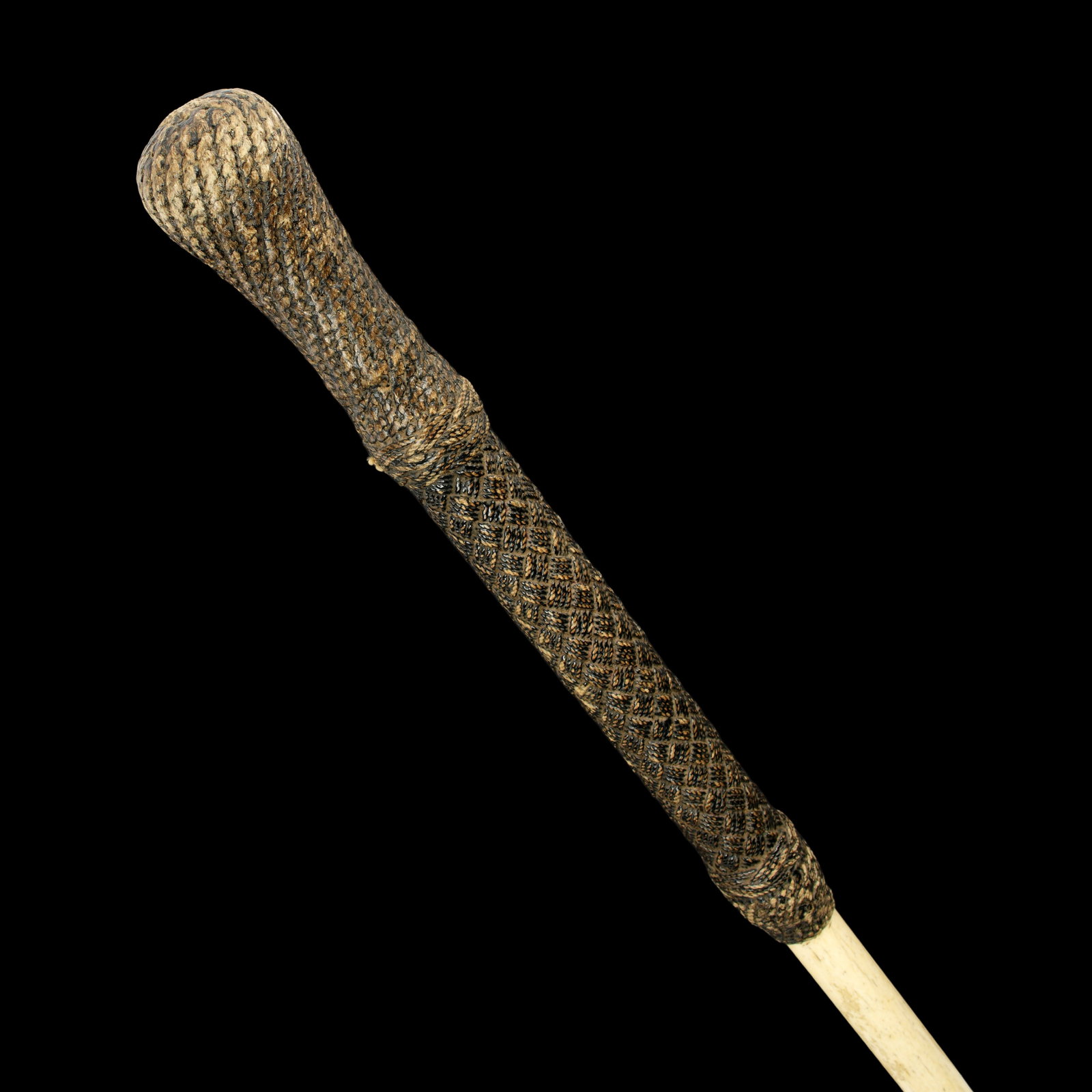 19th C. Weighted Rope and Whale Bone Walking Stick (1 of 4)