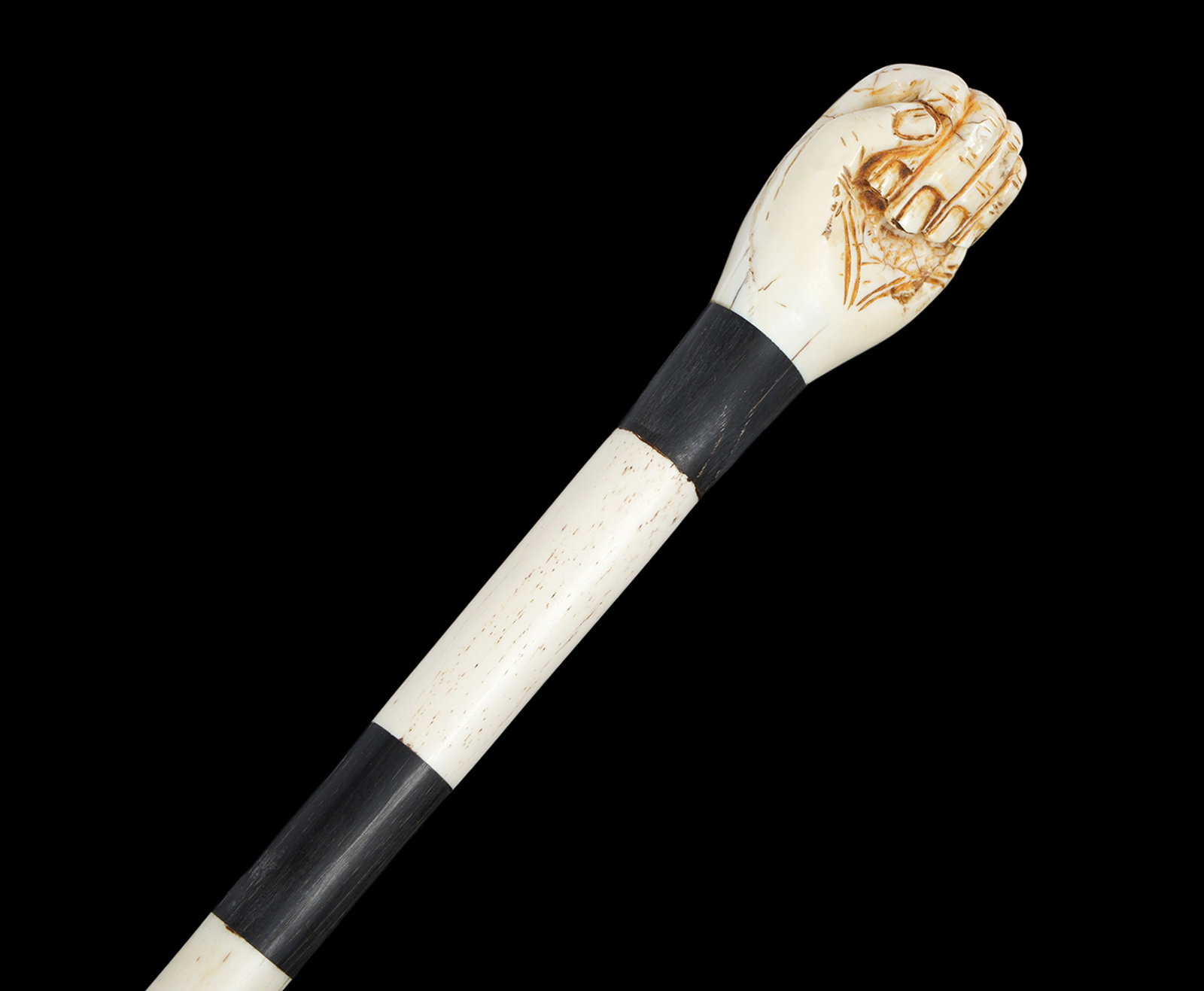 Antique Bone and Baleen Fist Walking Stick (1 of 8)