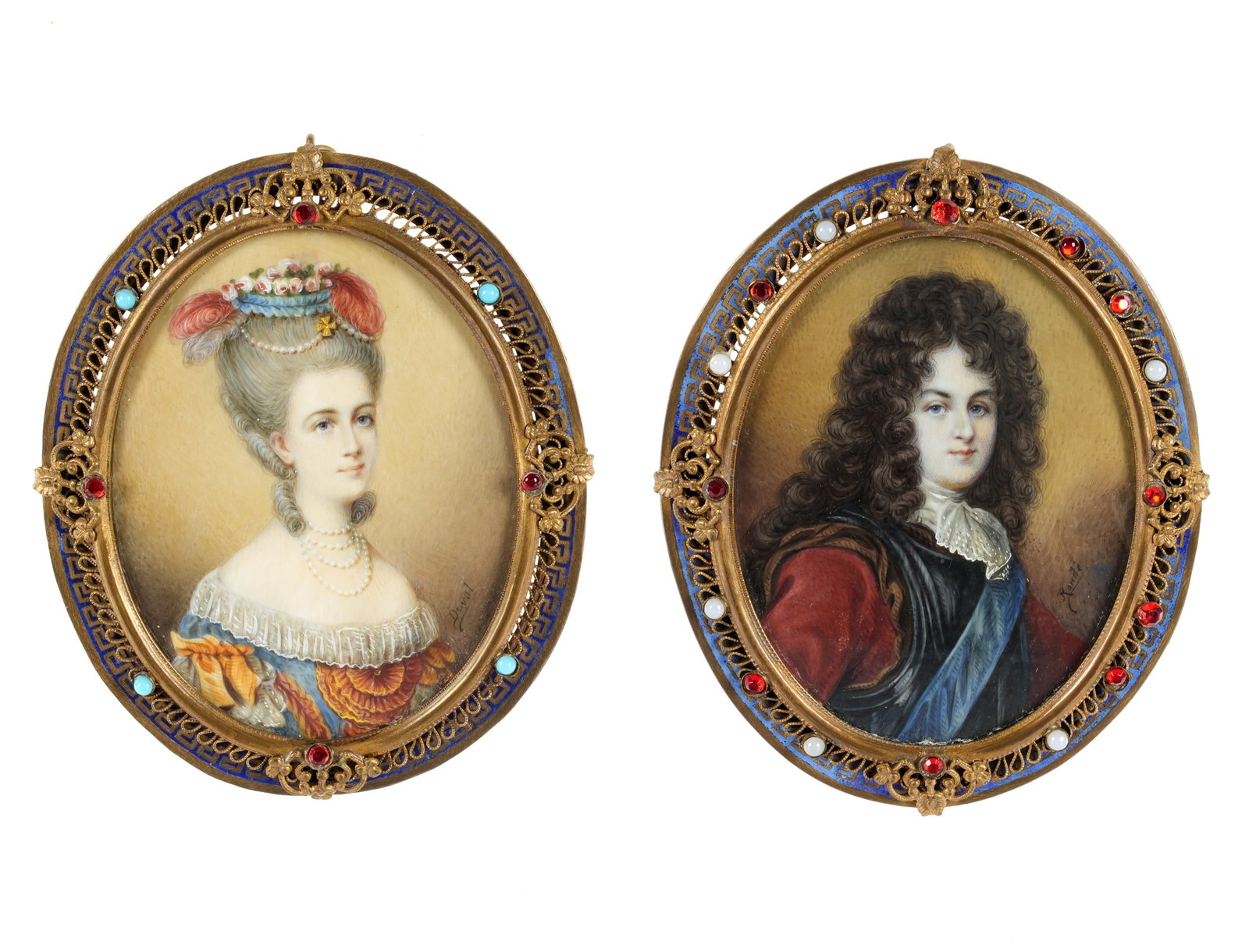 Pair French Miniature Portraits Louis & Josephine (1 of 8)