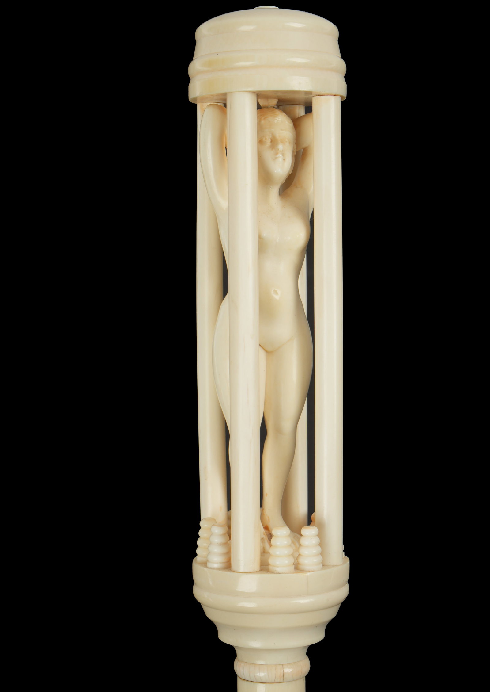 Antique Carved bone Nude Woman Walking Stick (1 of 7)