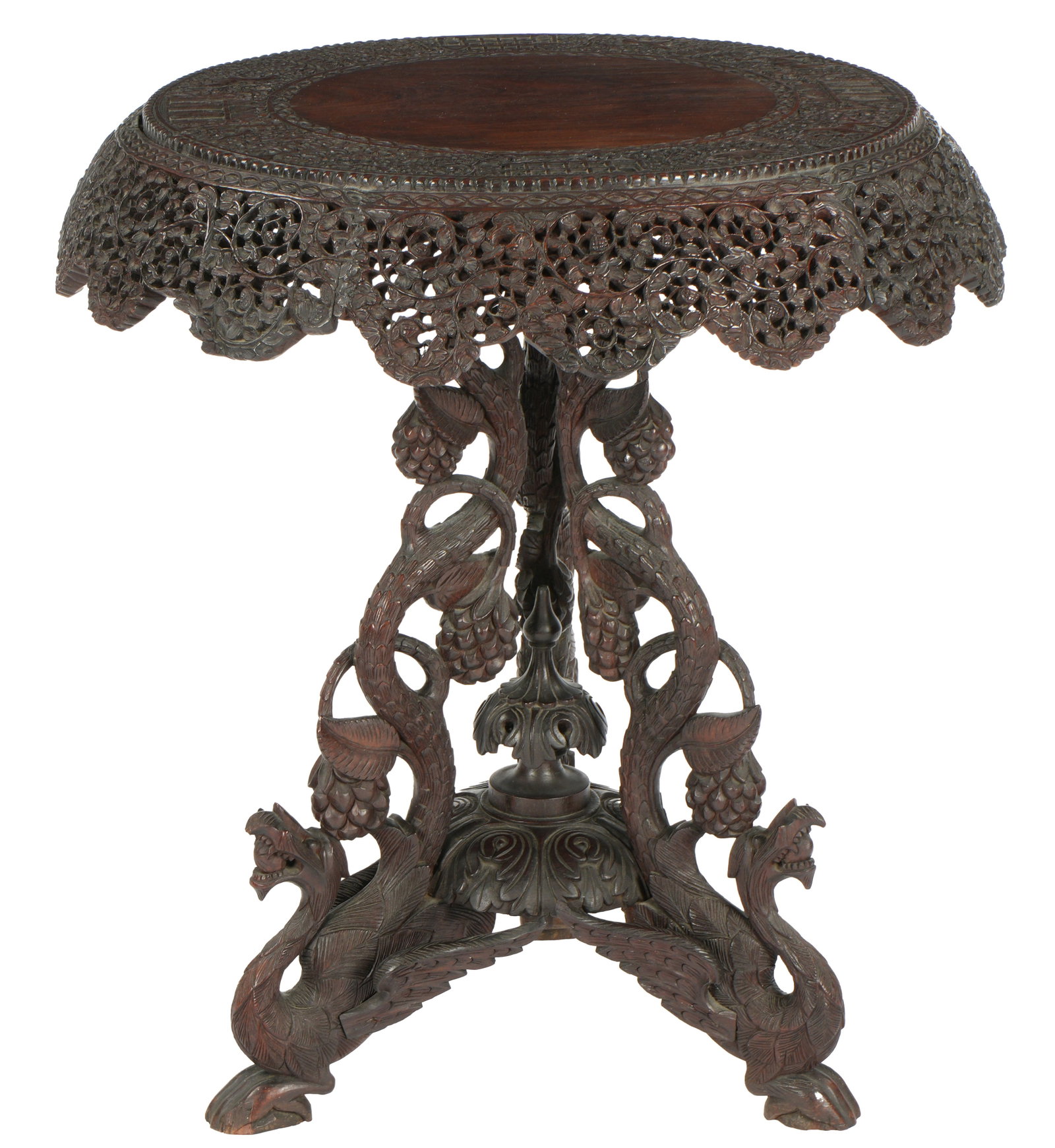 19th C. Anglo Indian Pierced Carved Center Table (1 of 8)