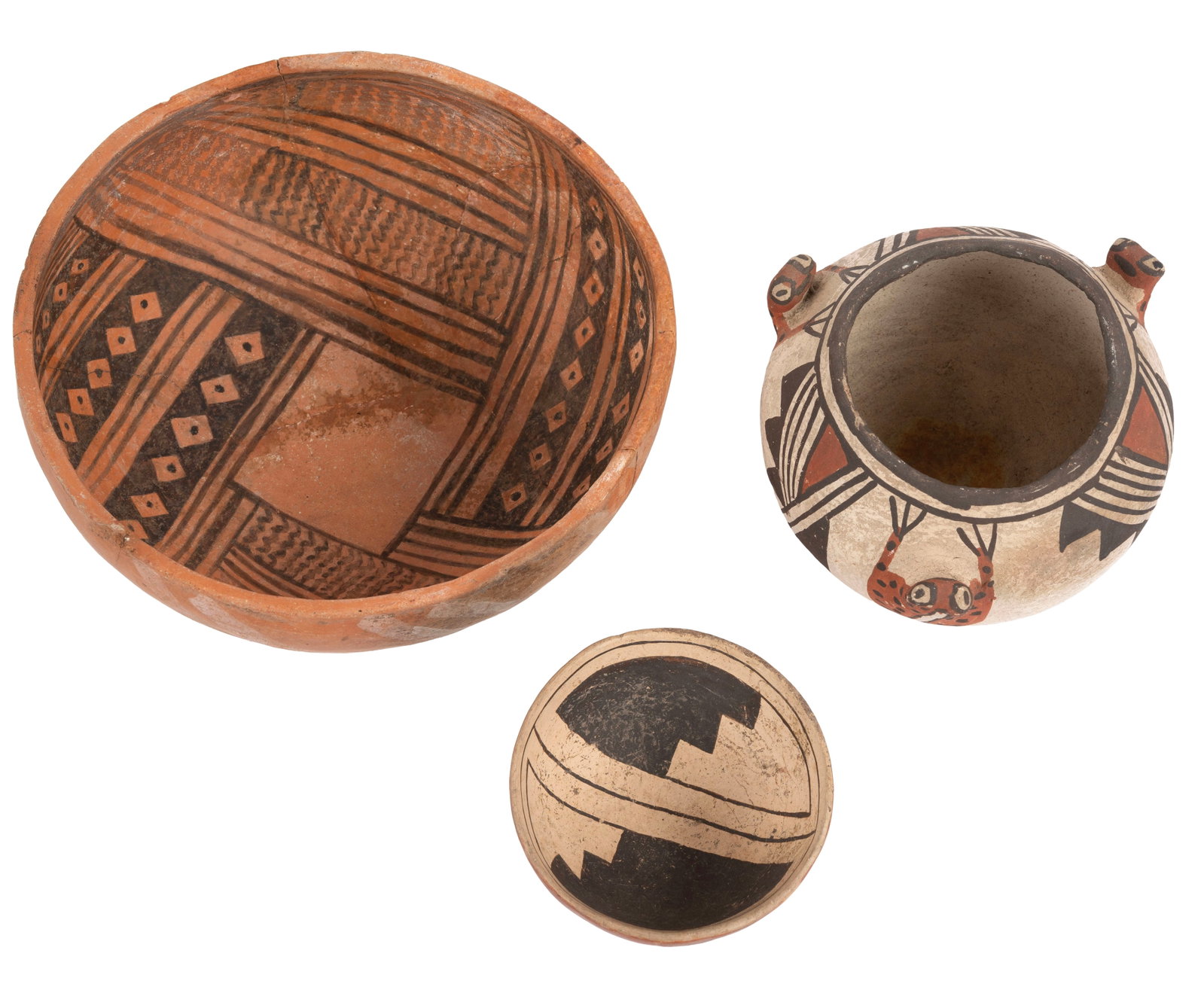 Three Piece Southwest Pottery: Full Description and condition coming soon.