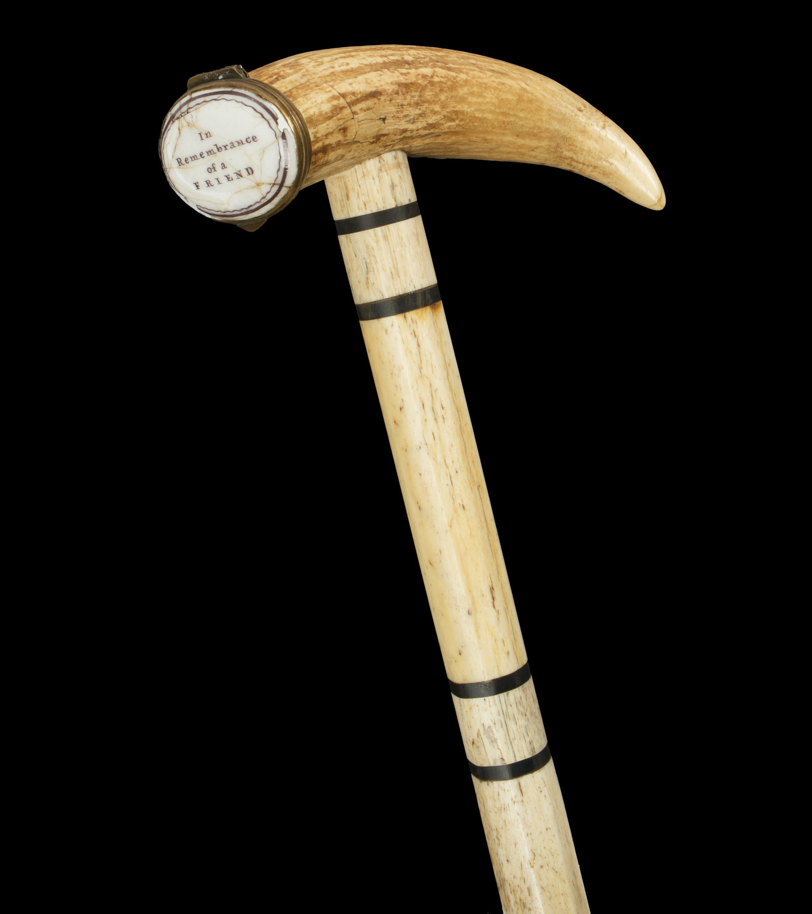 Antique Whale Bone Pill Box Handle Walking Stick (1 of 9)
