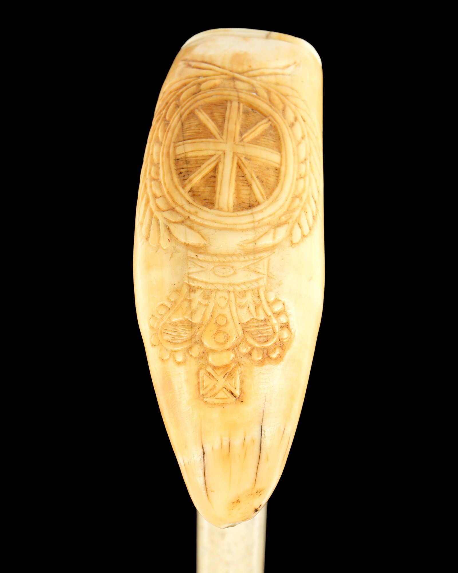 Antique Carved Tooth and Whale Bone Walking Stick (1 of 9)