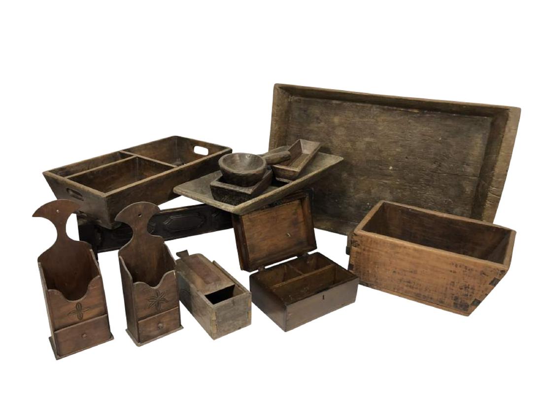 Collection of Hardwood Boxes, Crates, and Trays (1 of 18)