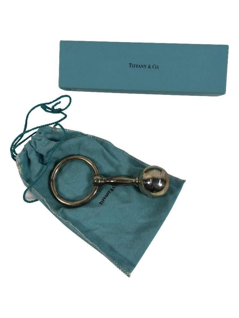 Tiffany Silver Baby Rattle With Original Pouch And Box: Item measures 5.5".
