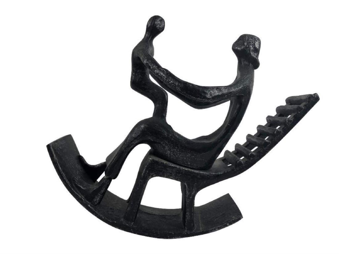 After Henry Moore (British 1898-1986): Heavy metal, unsigned. Item measures 15" x 13.5" x 12.5".