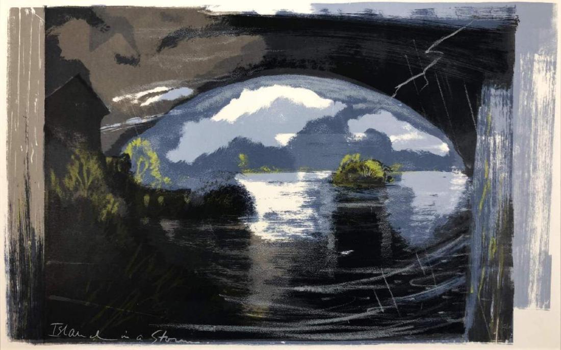 Michael Mazur Serigraph, Island in a Storm: Item measures 31" x 24".