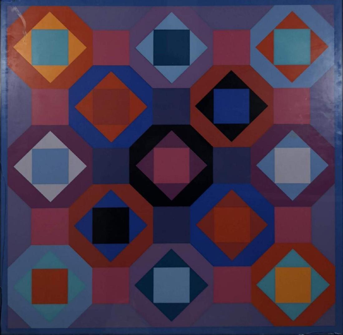 Style of Victor Vasarely: Item measures 29" x 29".