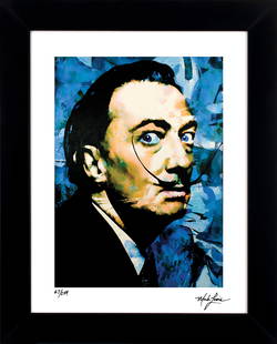 Salvador Dali - Apparatus Man Mark Lewis Signed LE Cy Young Ancestor: Custom framed display measures 22" x 27" in size with a matte black solid wood frame. Print has been hand-signed by the artist, Mark Lewis and includes a personal inscription reading, "Best wishes, Ma