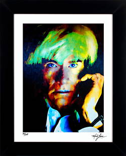 Andy Warhol - Social Epitaph Mark Lewis Signed LE Cy Young Ancestor: Custom framed display measures 27" x 22" in size with a matte black solid wood frame. This Print has been hand-signed by the artist, Mark Lewis and includes a personal inscription reading, "Best wishe