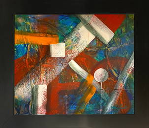 Mark Lewis (1958-) Original Abstract Painting On Canvas – signed with COA 034-25