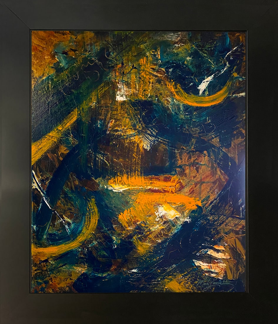 Mark Lewis (1958-) Original Abstract Painting On Canvas – signed with COA 037-25 (1 of 7)