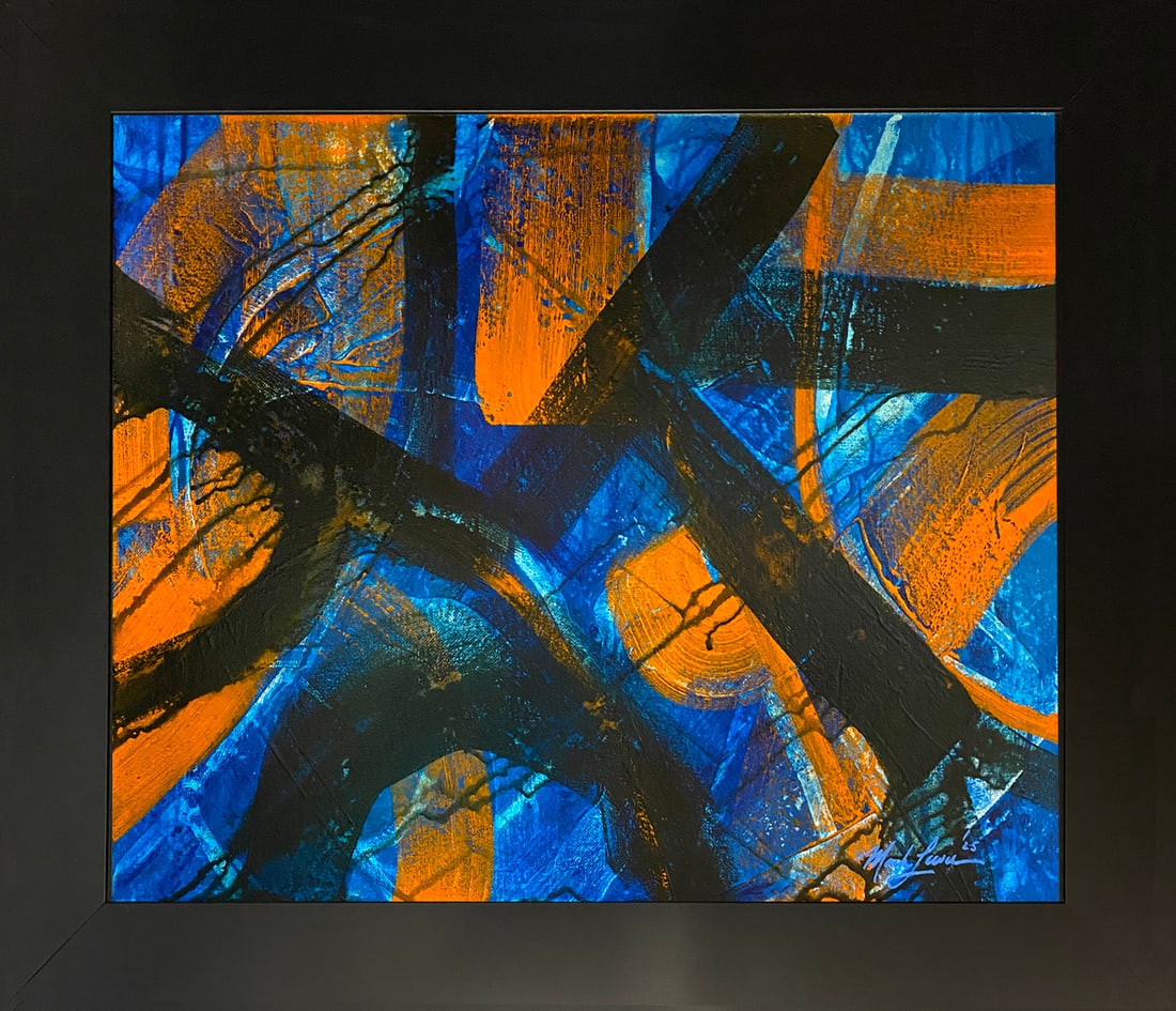 Mark Lewis (1958-) Original Abstract Painting On Canvas – signed with COA 032-25 (1 of 7)