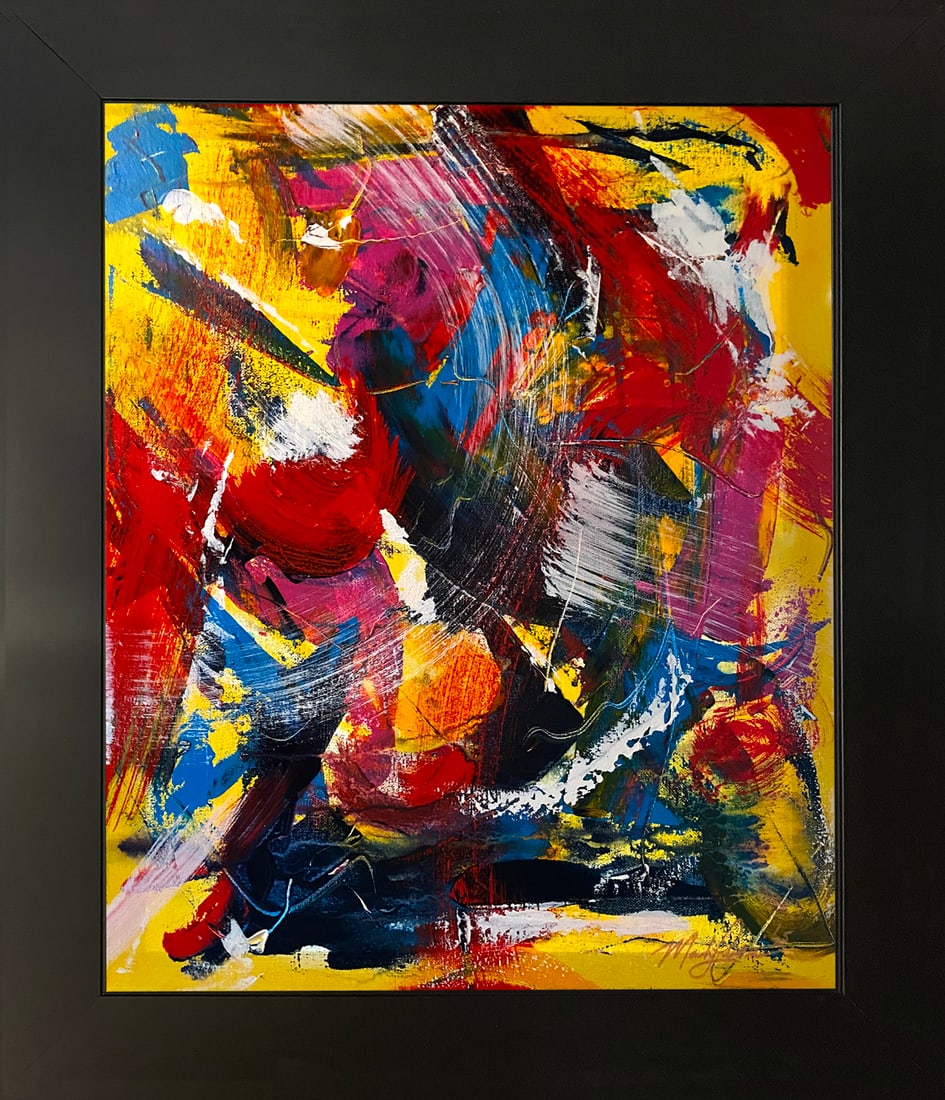 Mark Lewis (1958-) Original Abstract Painting On Canvas – signed with COA 041-25 (1 of 7)