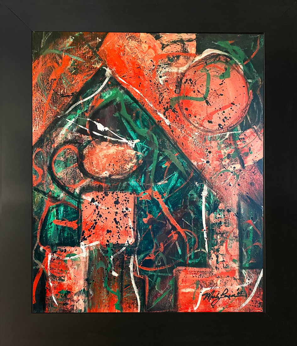 Mark Lewis (1958-) Original Abstract Art On Canvas – signed with COA 050-25 (1 of 7)