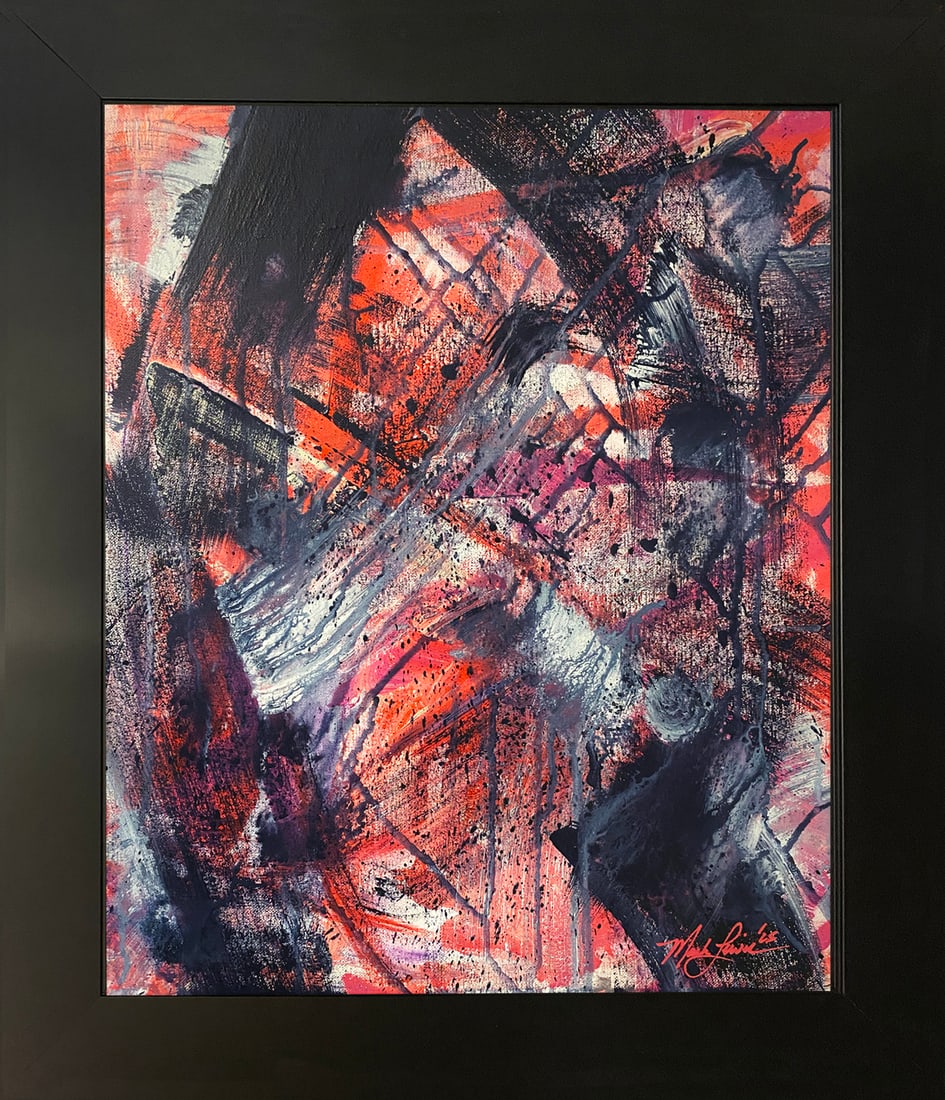 Mark Lewis (1958-) Original Abstract Art On Canvas – signed with COA 053-25 (1 of 7)