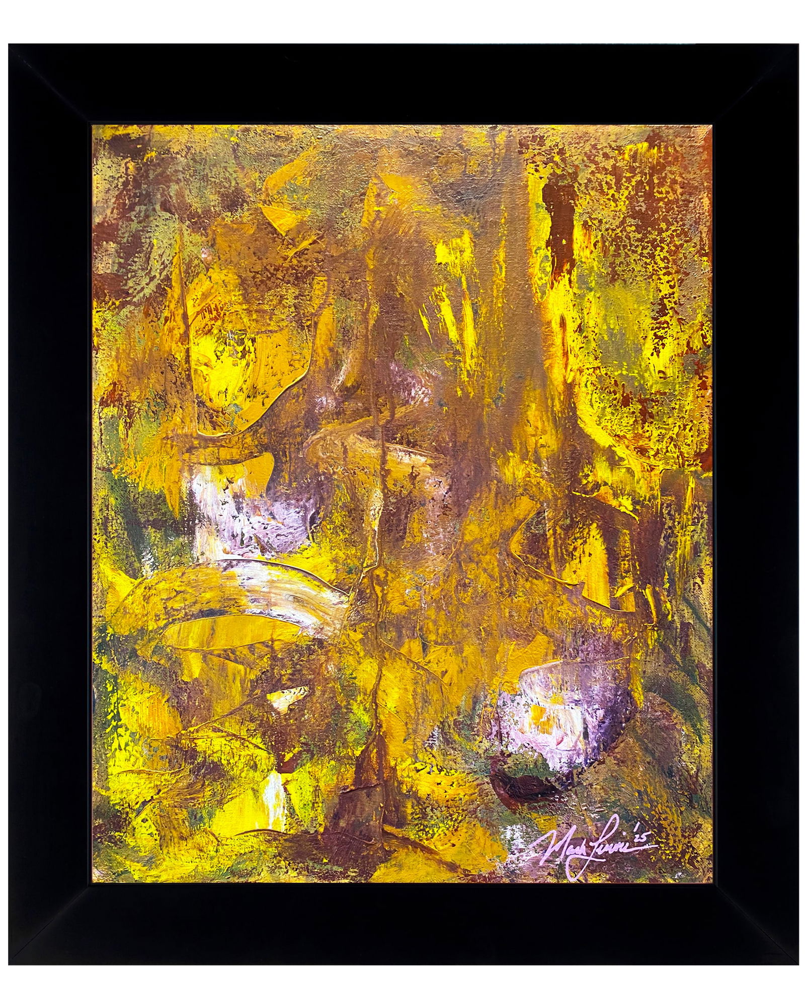 Mark Lewis (1958-) Original Abstract Painting On Canvas – signed with COA 004-25 (1 of 7)