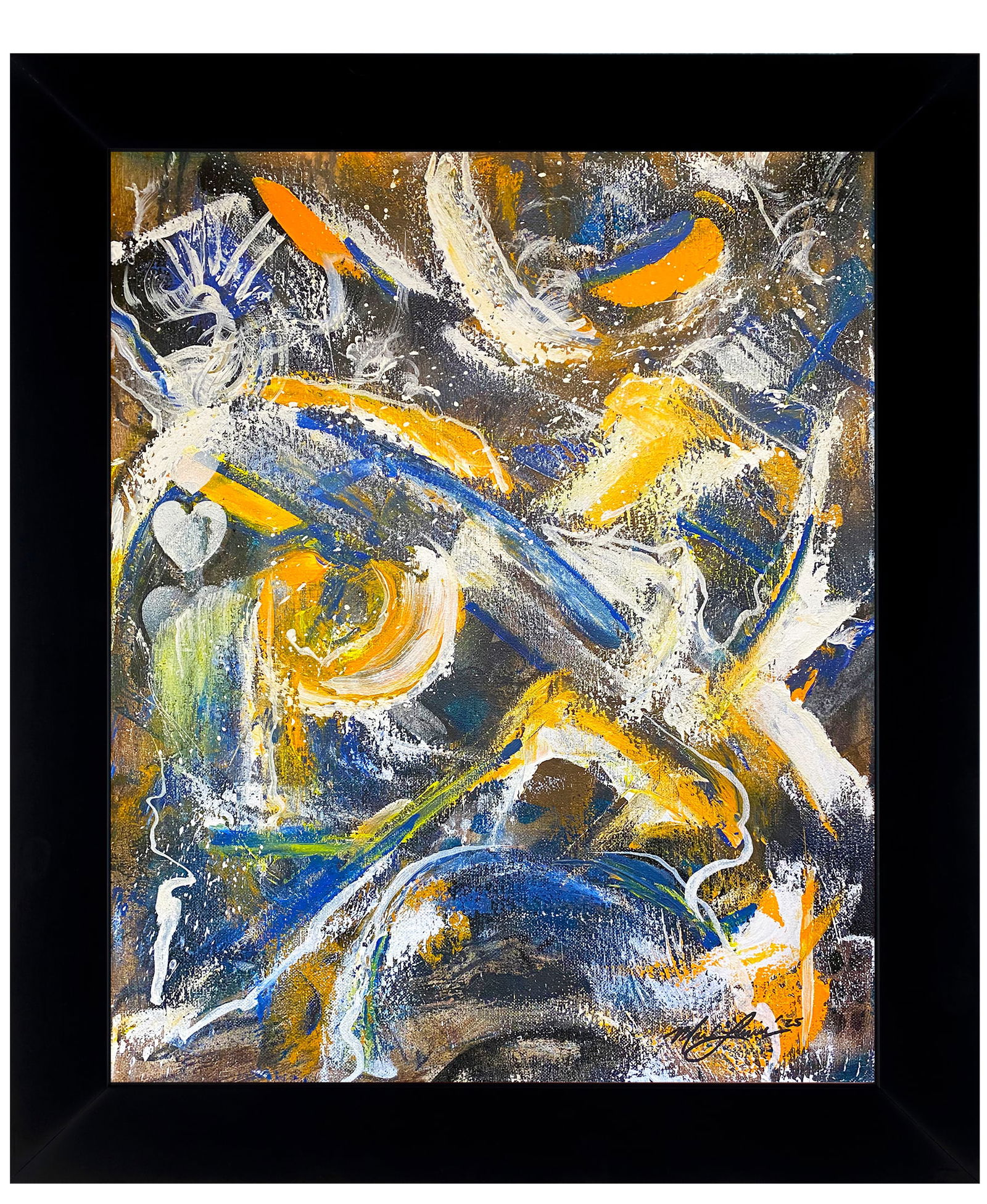 Mark Lewis (1958-) Original Abstract Painting On Canvas – signed with COA 009-25 (1 of 7)