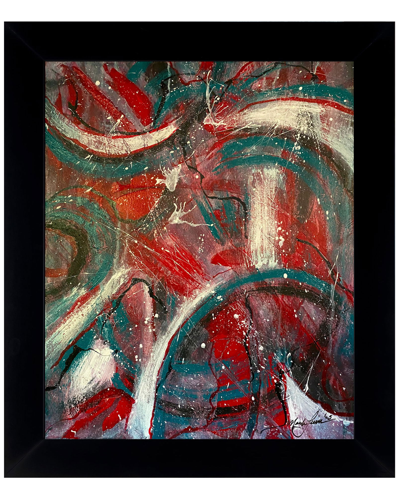 Mark Lewis (1958-) Original Abstract Painting On Canvas – signed with COA 015-25 (1 of 7)