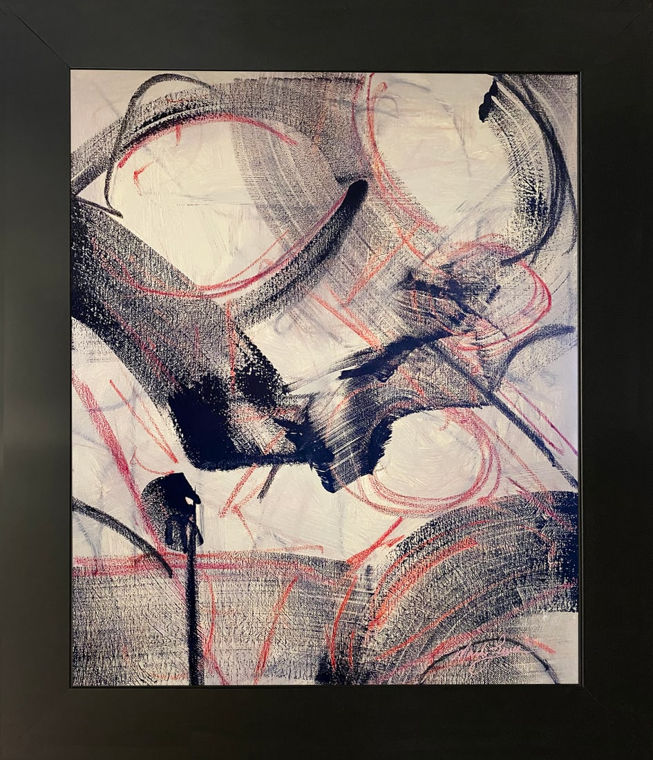 Mark Lewis (1958-) Original Abstract Art On Canvas – signed with COA 048-25 (1 of 7)