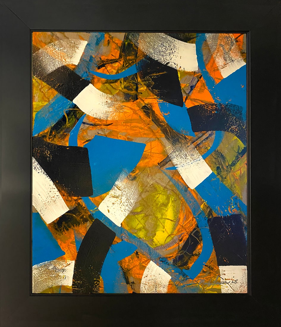 Mark Lewis (1958-) Original Abstract Painting On Canvas – signed with COA 065-25 (1 of 7)