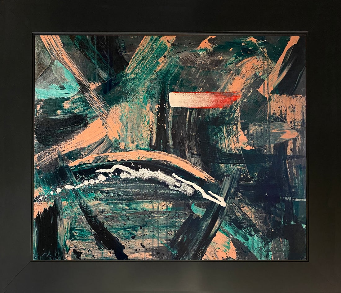 Mark Lewis (1958-) Original Abstract Painting On Canvas – signed with COA 038-25 (1 of 7)